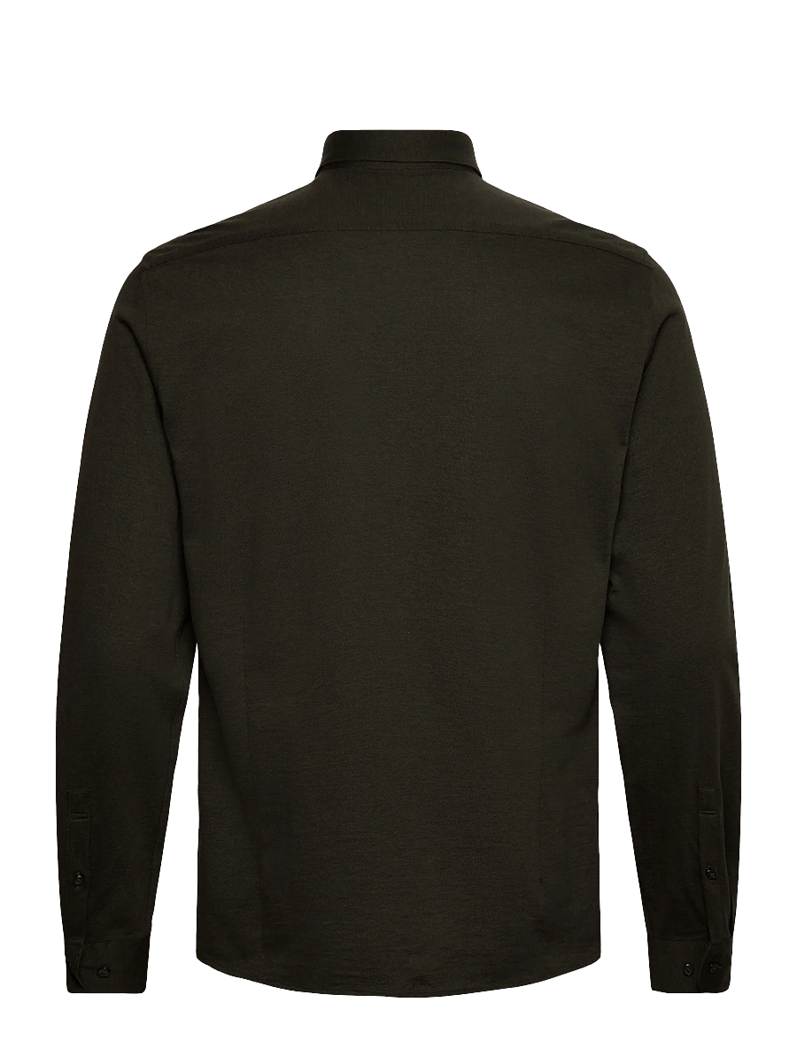 Lindbergh Black - Piqué knitted shirt L/S - kostymskjortor - dk army mel - 2