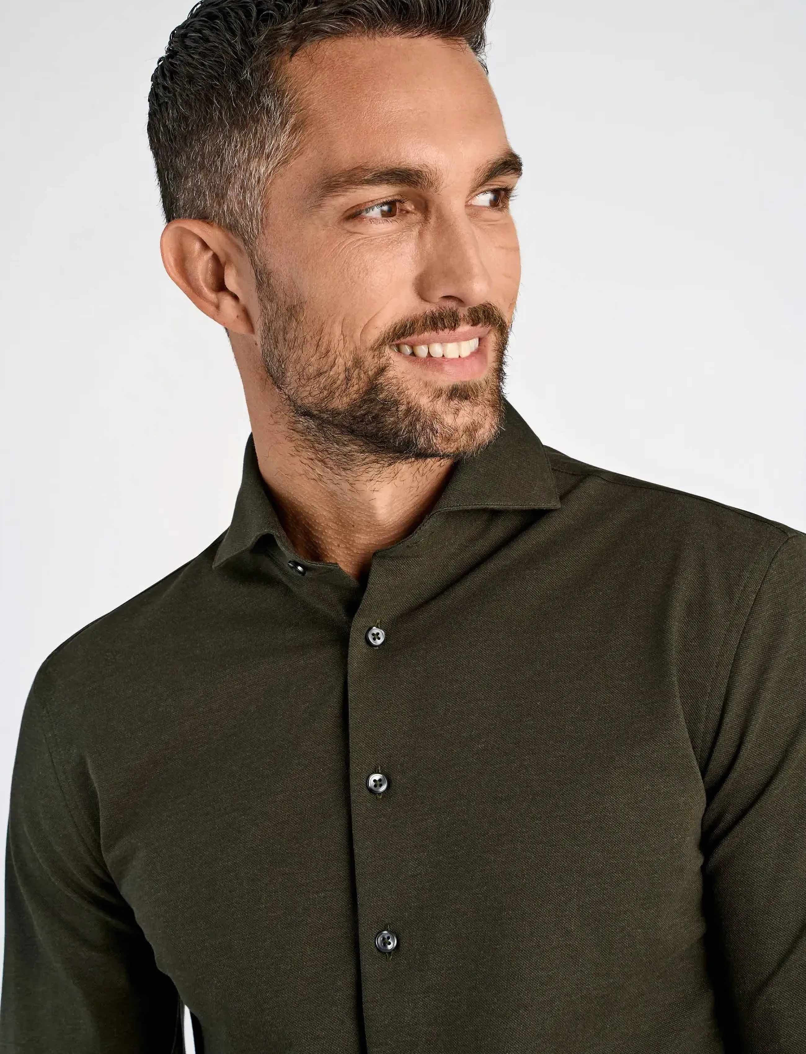 Lindbergh Black - Piqué knitted shirt L/S - formal shirts - dk army mel - 3