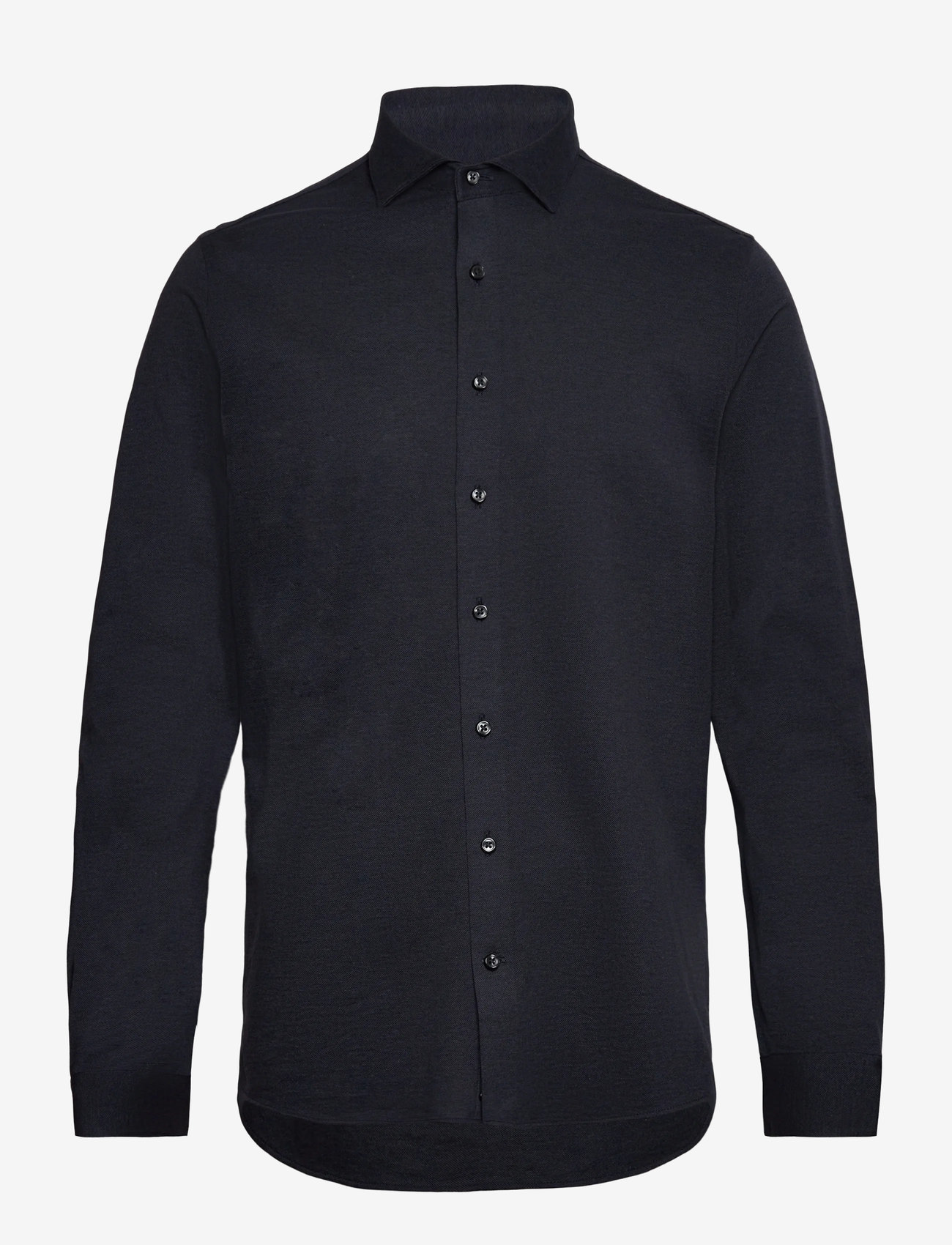 Lindbergh Black - Piqué knitted shirt L/S - formelle hemden - dk blue mel - 1
