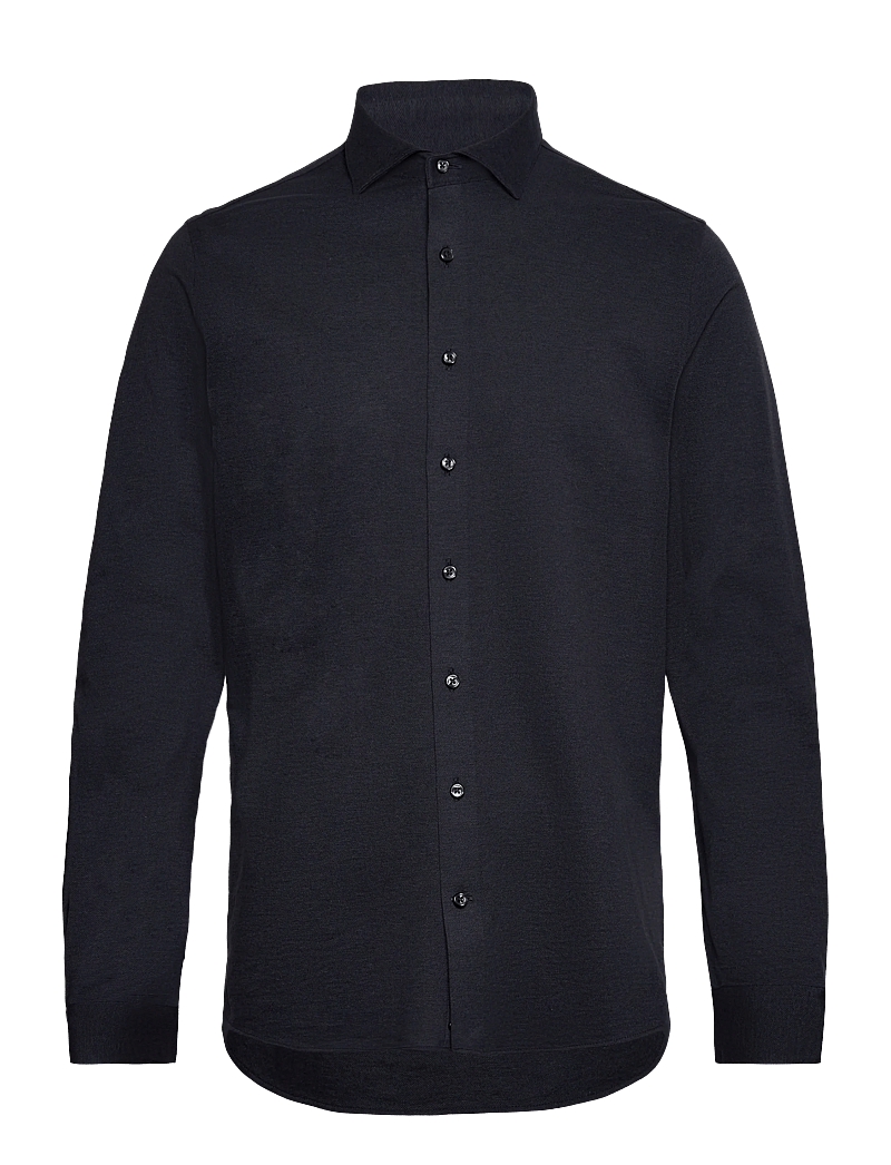 Lindbergh Black - Piqué knitted shirt L/S - formelle hemden - dk blue mel - 1