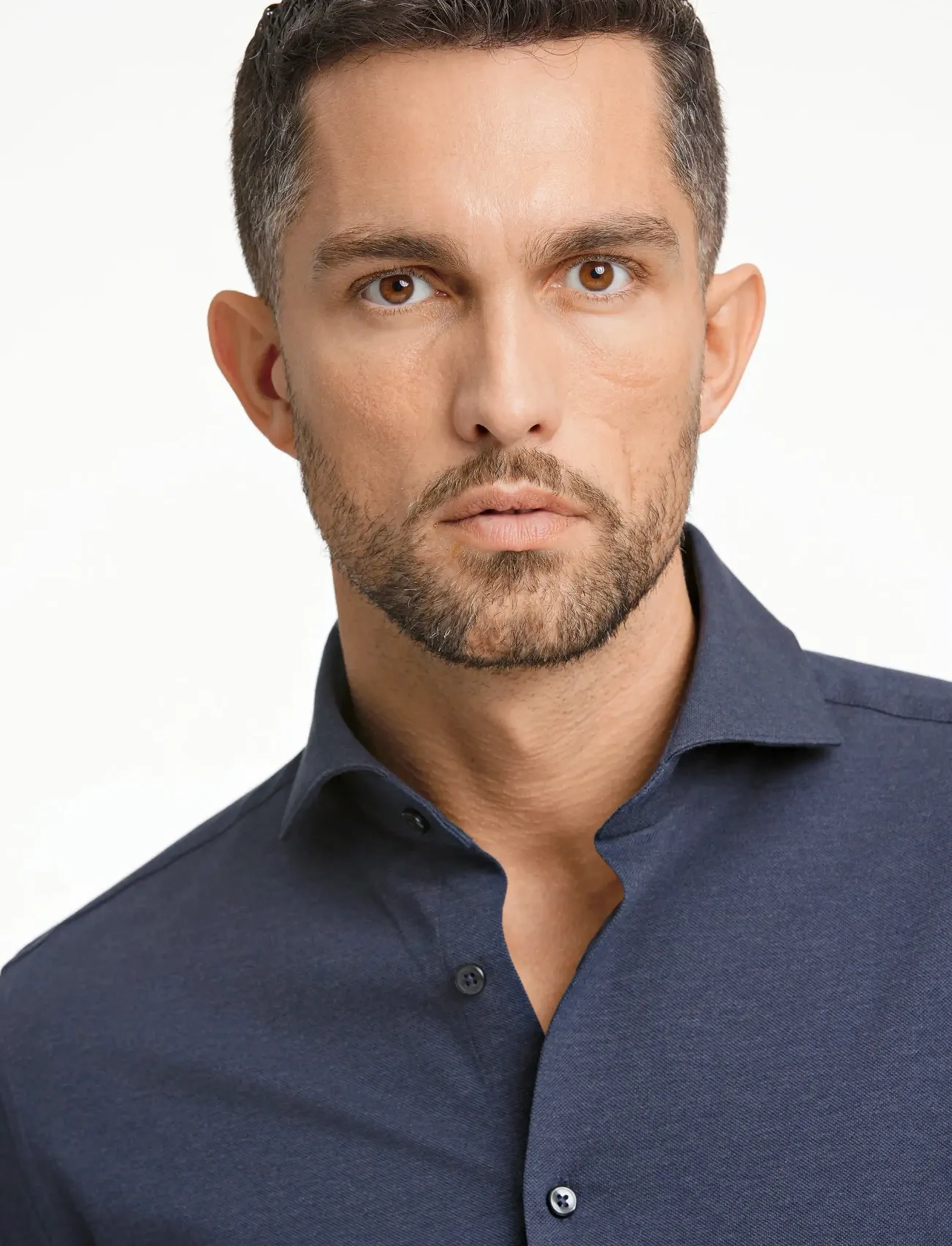 Lindbergh Black - Piqué knitted shirt L/S - formelle hemden - dk blue mel - 3