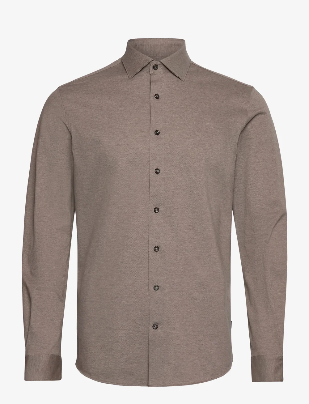 Lindbergh Black - Piqué knitted shirt L/S - formal shirts - dk sand mel - 1