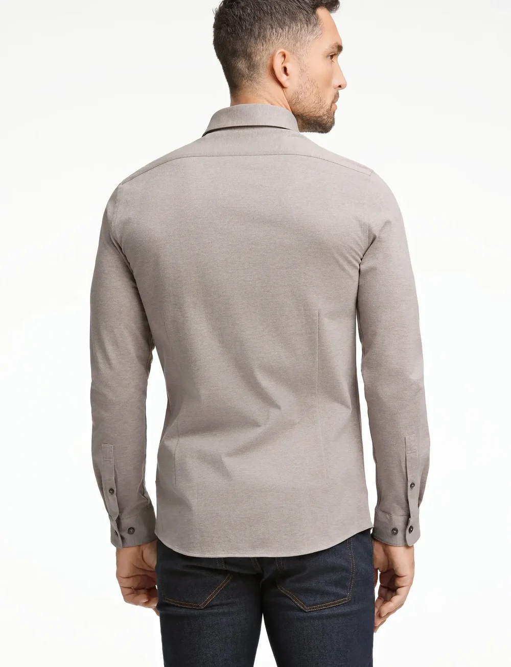 Lindbergh Black - Piqué knitted shirt L/S - formal shirts - dk sand mel - 4