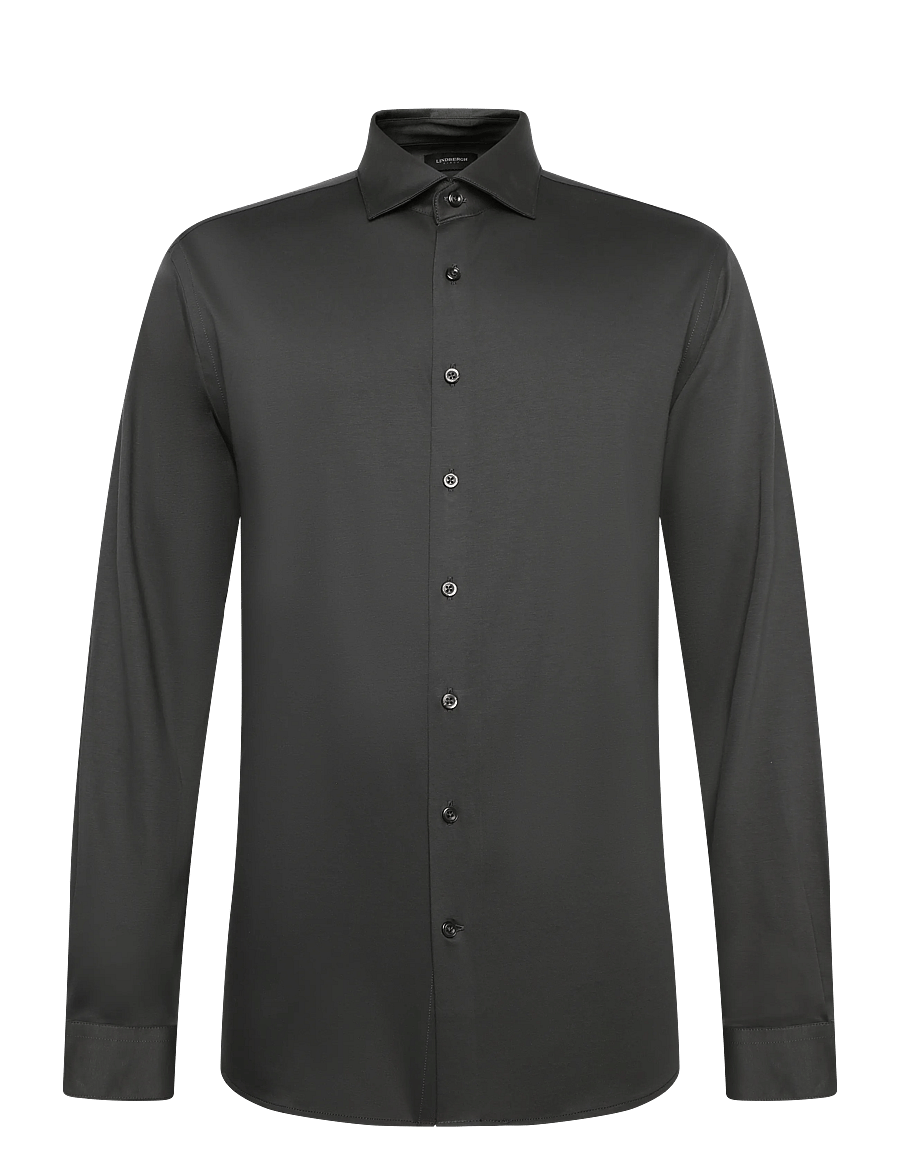 Lindbergh Black - Superflex knitted shirt L/S - casual skjortor - dk army - 1