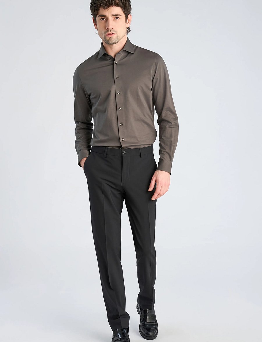 Lindbergh Black - Superflex knitted shirt L/S - freizeithemden - dk army - 0