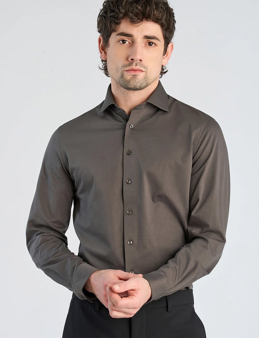Lindbergh Black - Superflex knitted shirt L/S - freizeithemden - dk army - 3