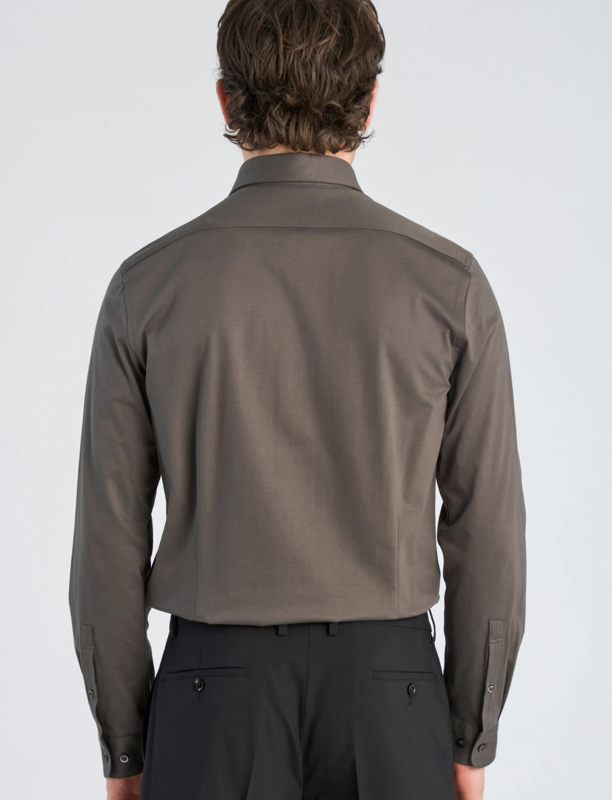 Lindbergh Black - Superflex knitted shirt L/S - casual shirts - dk army - 4