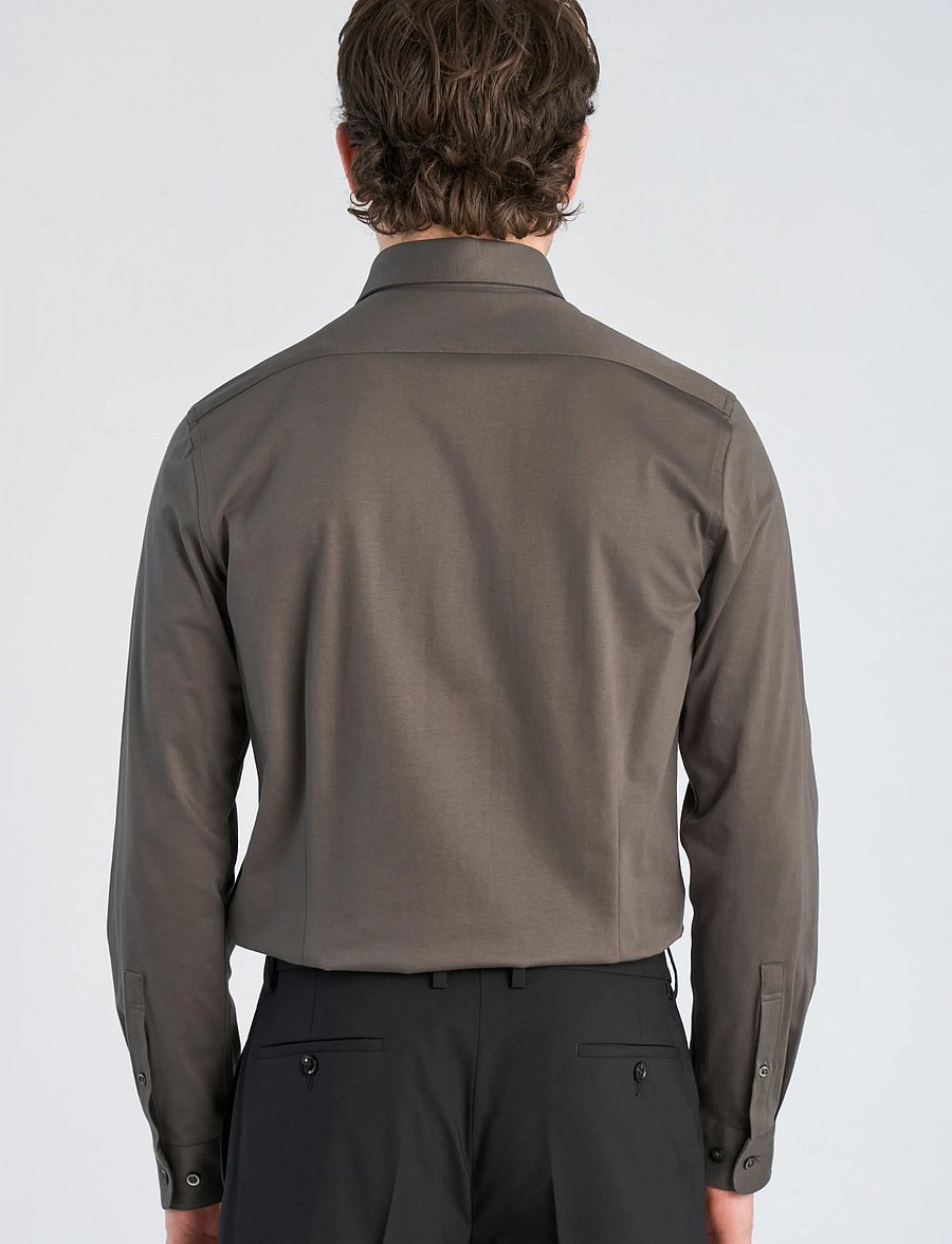 Lindbergh Black - Superflex knitted shirt L/S - freizeithemden - dk army - 4