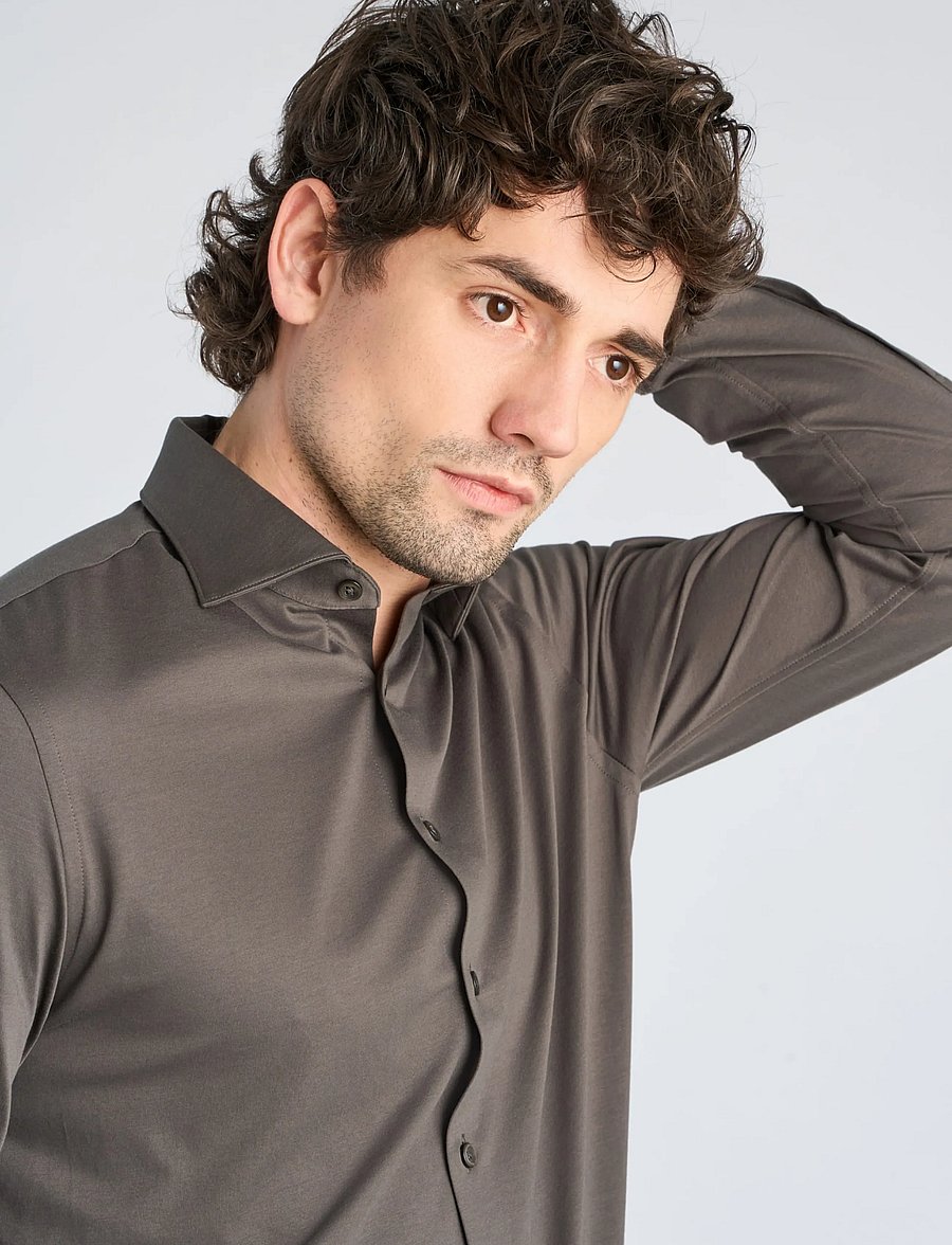 Lindbergh Black - Superflex knitted shirt L/S - freizeithemden - dk army - 5