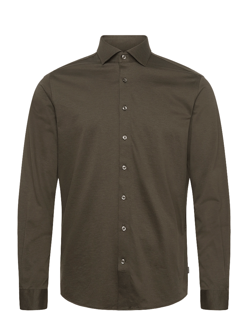 Lindbergh Black - Superflex knitted shirt L/S - vabaajasärgid - dk army mel - 0