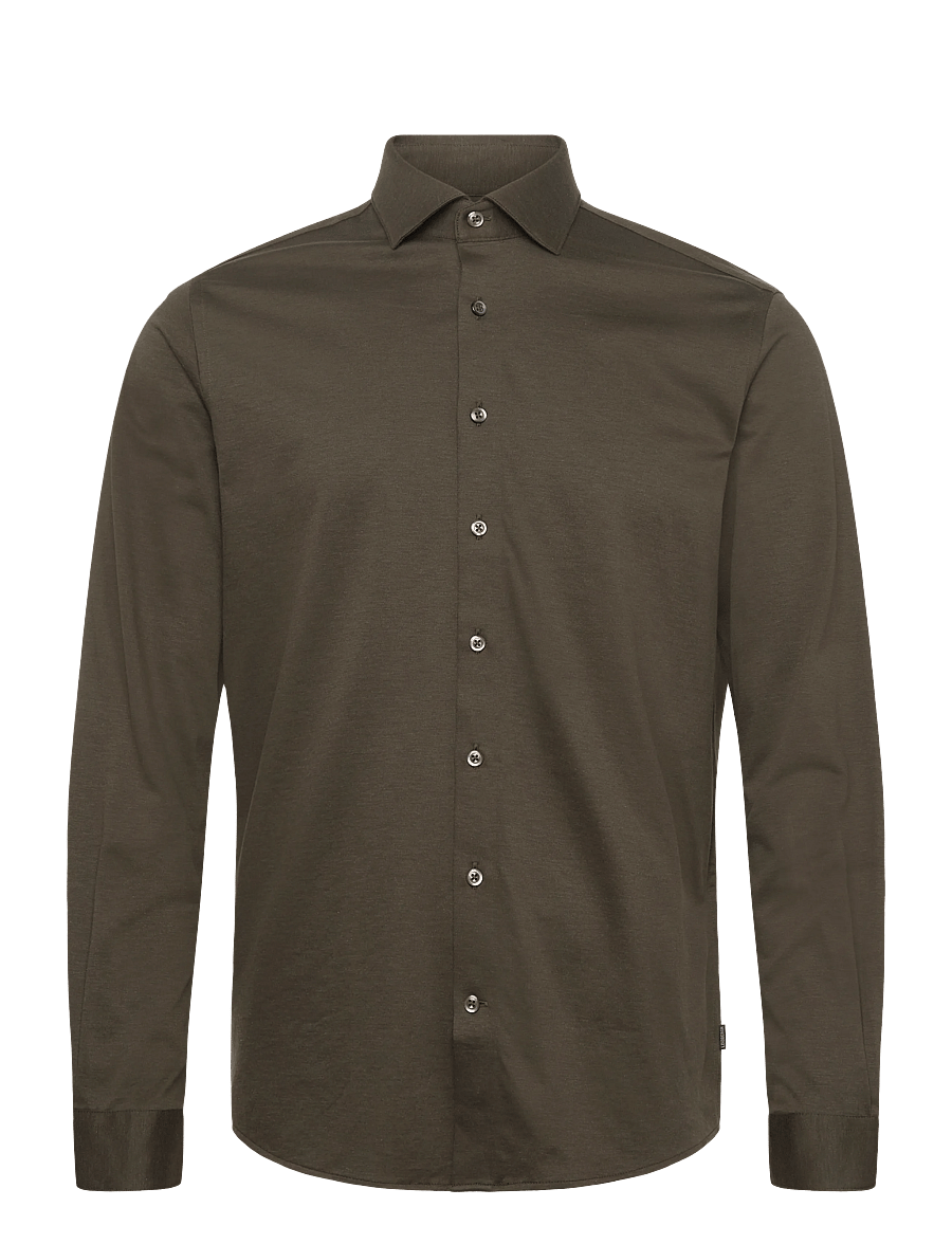 Lindbergh Black - Superflex knitted shirt L/S - casual skjortor - dk army mel - 0