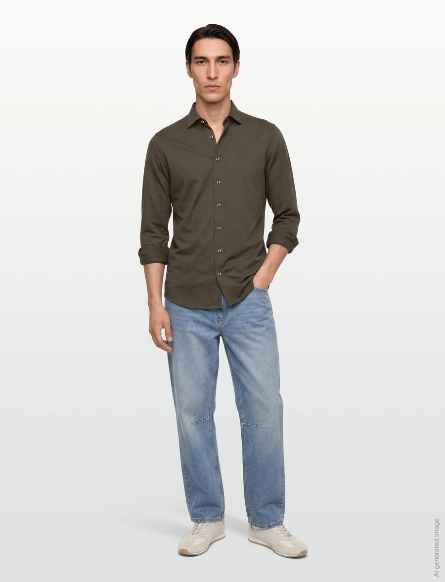 Lindbergh Black - Superflex knitted shirt L/S - casual skjorter - dk army mel - 0