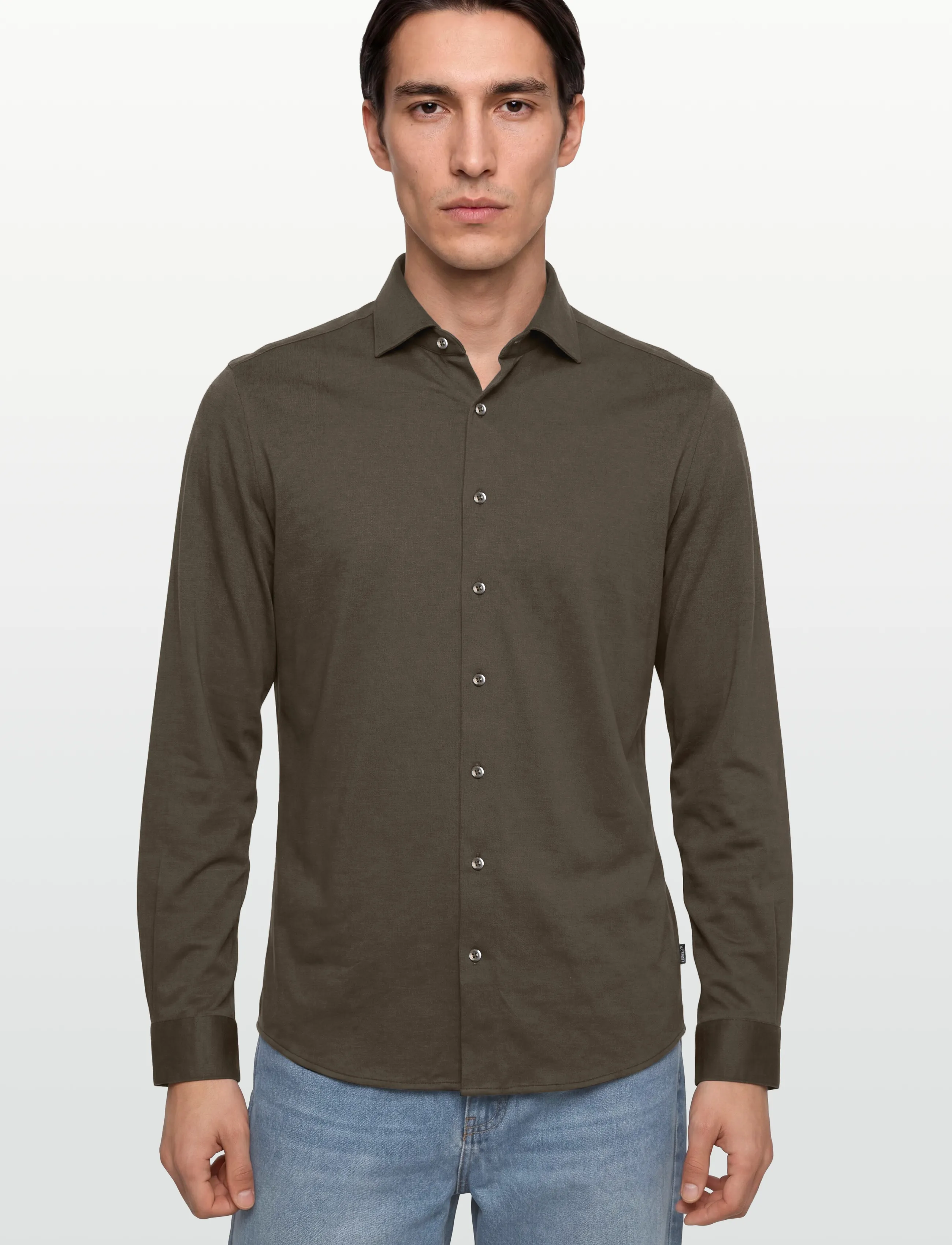 Lindbergh Black - Superflex knitted shirt L/S - casual skjorter - dk army mel - 3