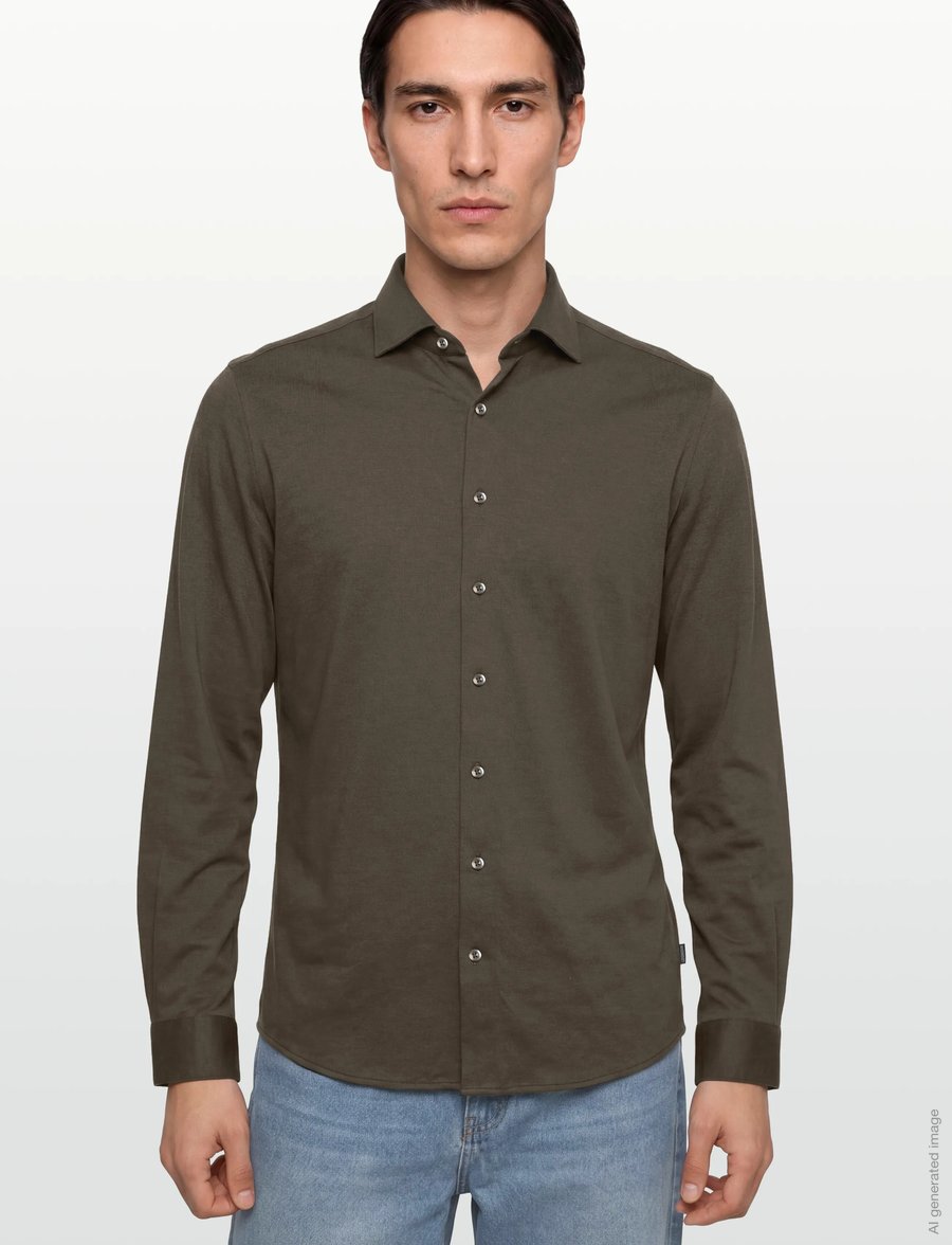 Lindbergh Black - Superflex knitted shirt L/S - casual skjorter - dk army mel - 3