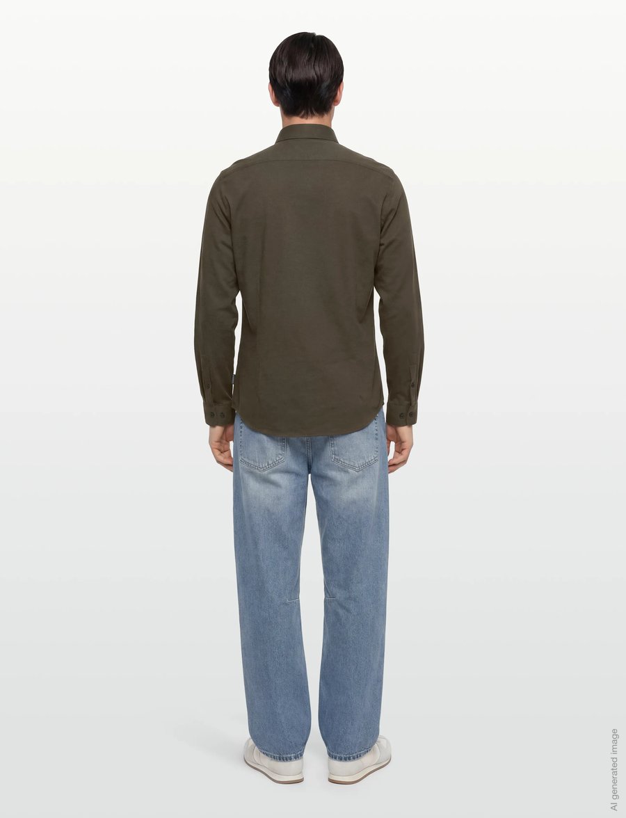 Lindbergh Black - Superflex knitted shirt L/S - casual skjorter - dk army mel - 4