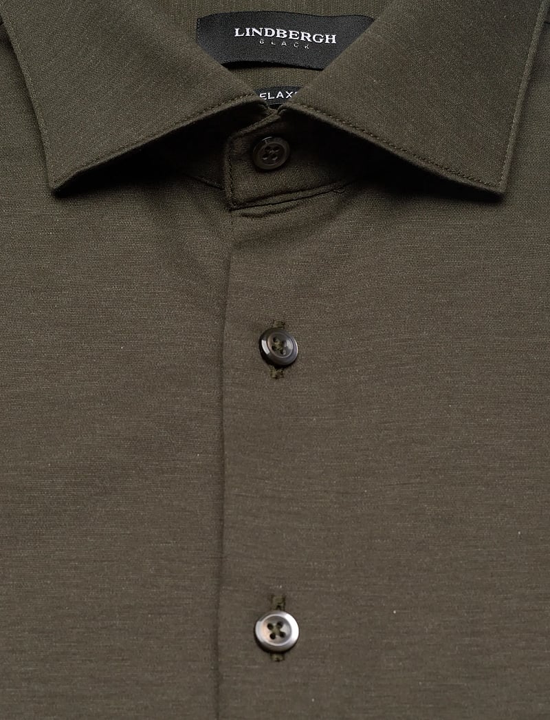 Lindbergh Black - Superflex knitted shirt L/S - vabaajasärgid - dk army mel - 2