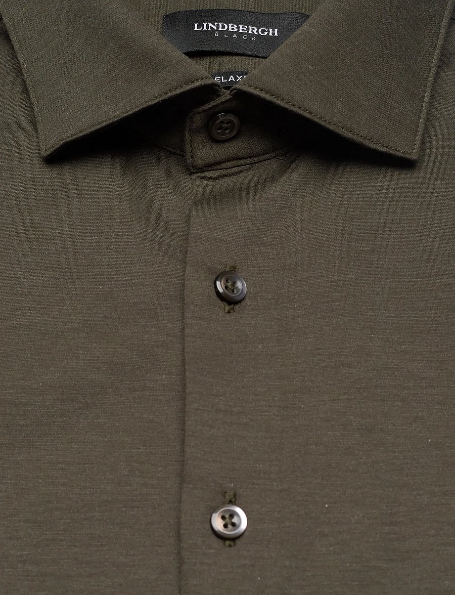 Lindbergh Black - Superflex knitted shirt L/S - casual skjortor - dk army mel - 2