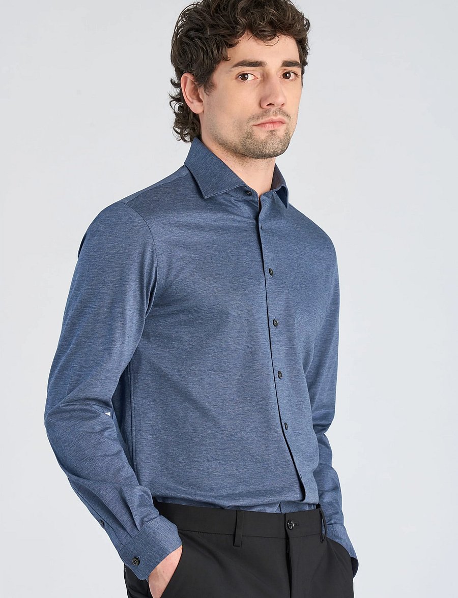Lindbergh Black - Superflex knitted shirt L/S - freizeithemden - dk blue mel - 3