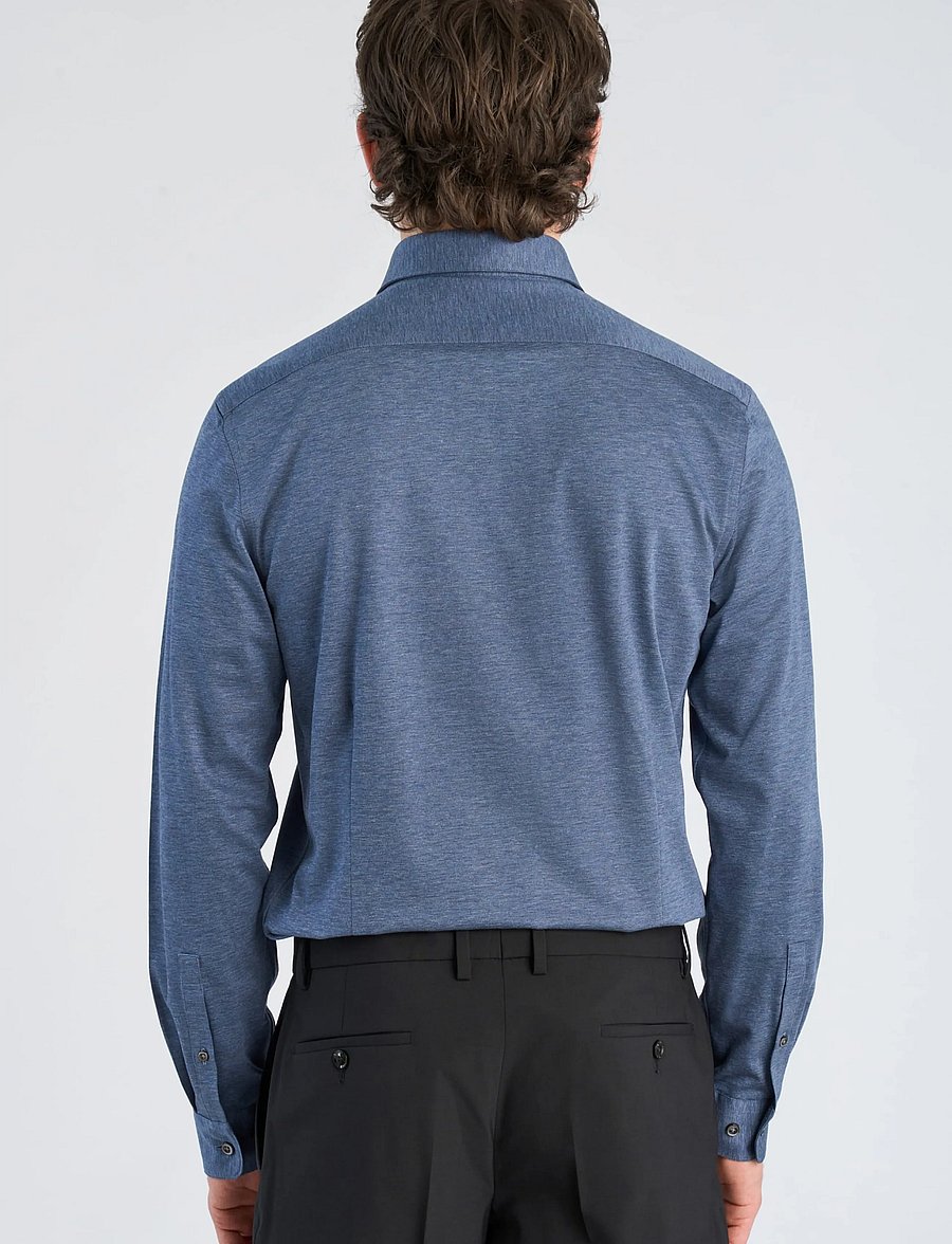 Lindbergh Black - Superflex knitted shirt L/S - freizeithemden - dk blue mel - 4