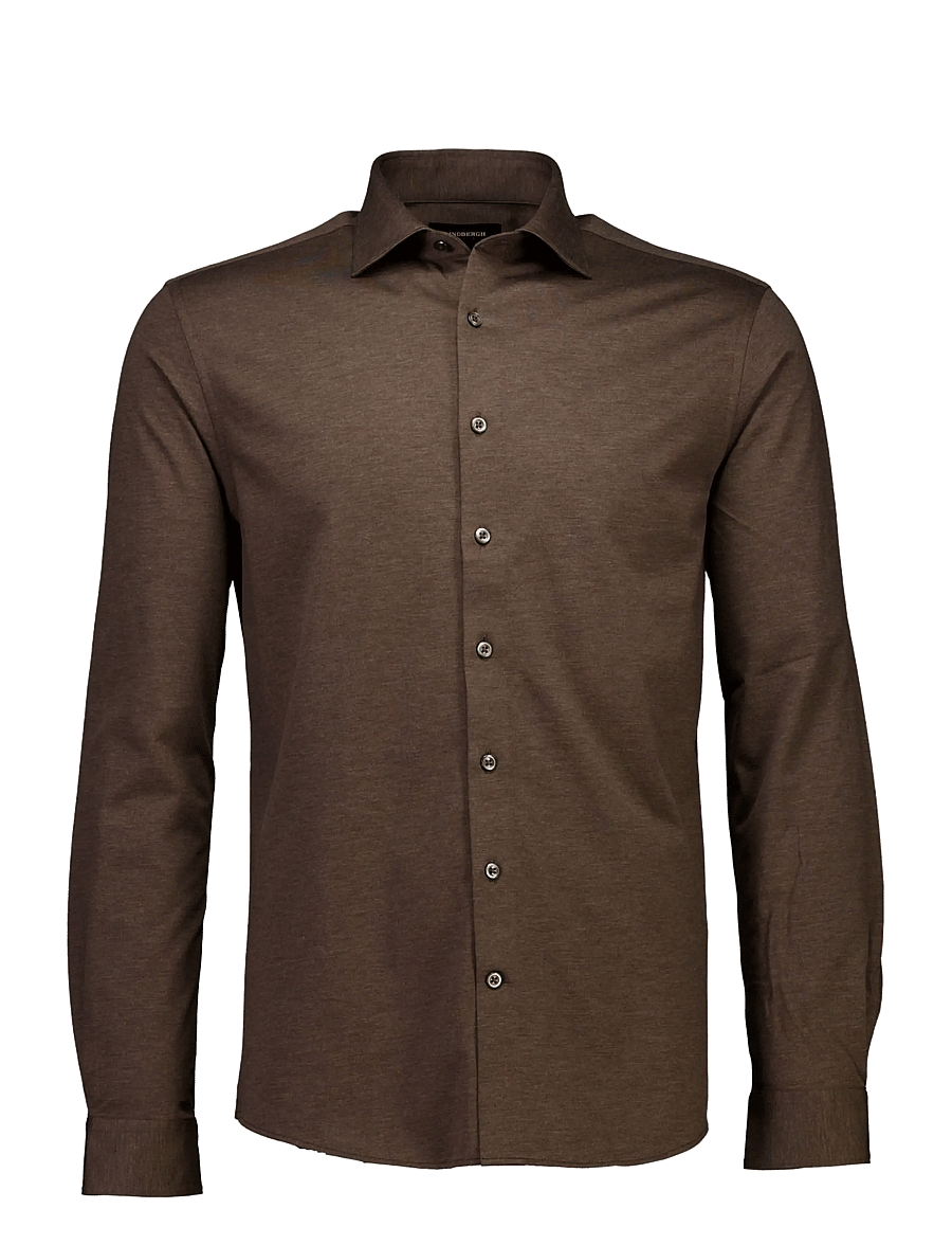 Lindbergh Black - Superflex knitted shirt L/S - freizeithemden - dk brown mel - 0