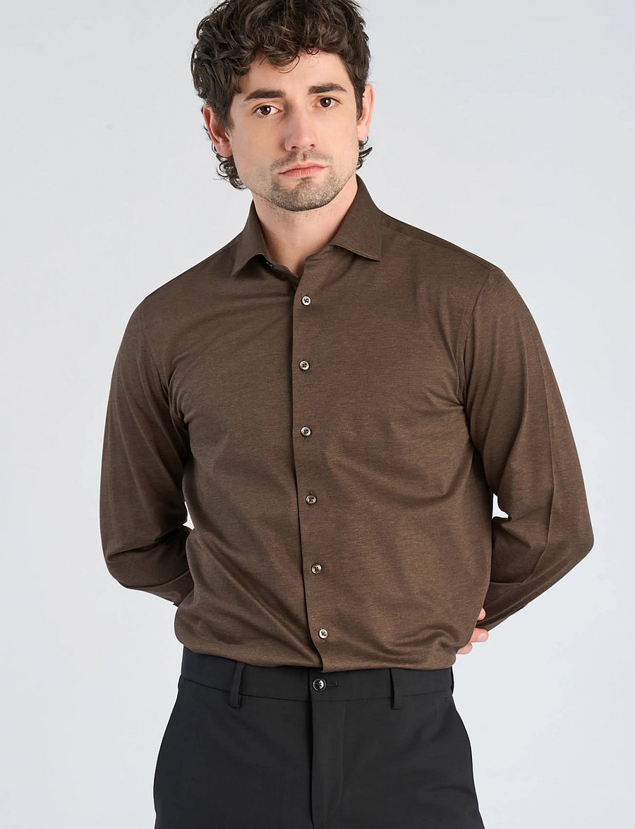 Lindbergh Black - Superflex knitted shirt L/S - laisvalaikio marškiniai - dk brown mel - 3
