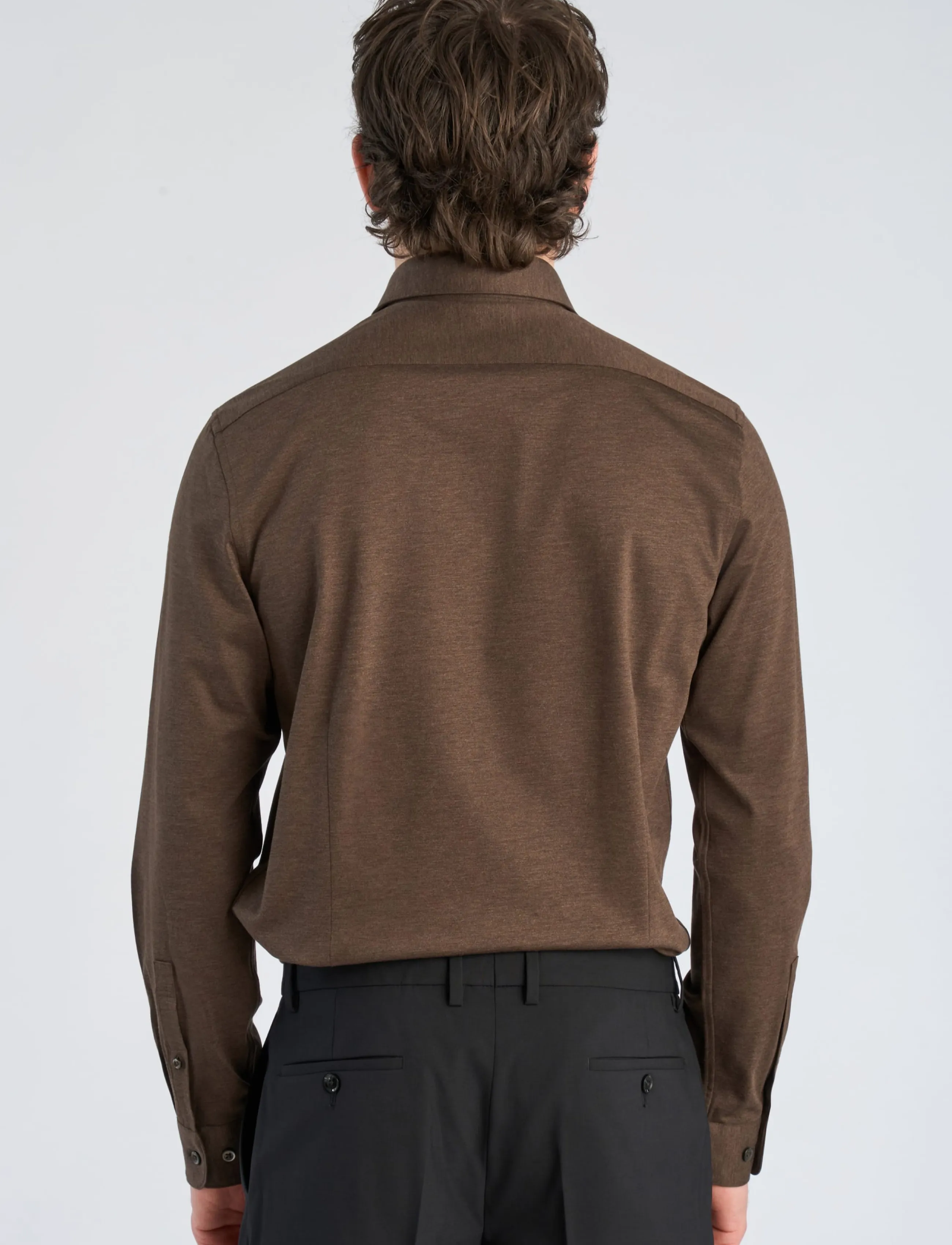Lindbergh Black - Superflex knitted shirt L/S - laisvalaikio marškiniai - dk brown mel - 4