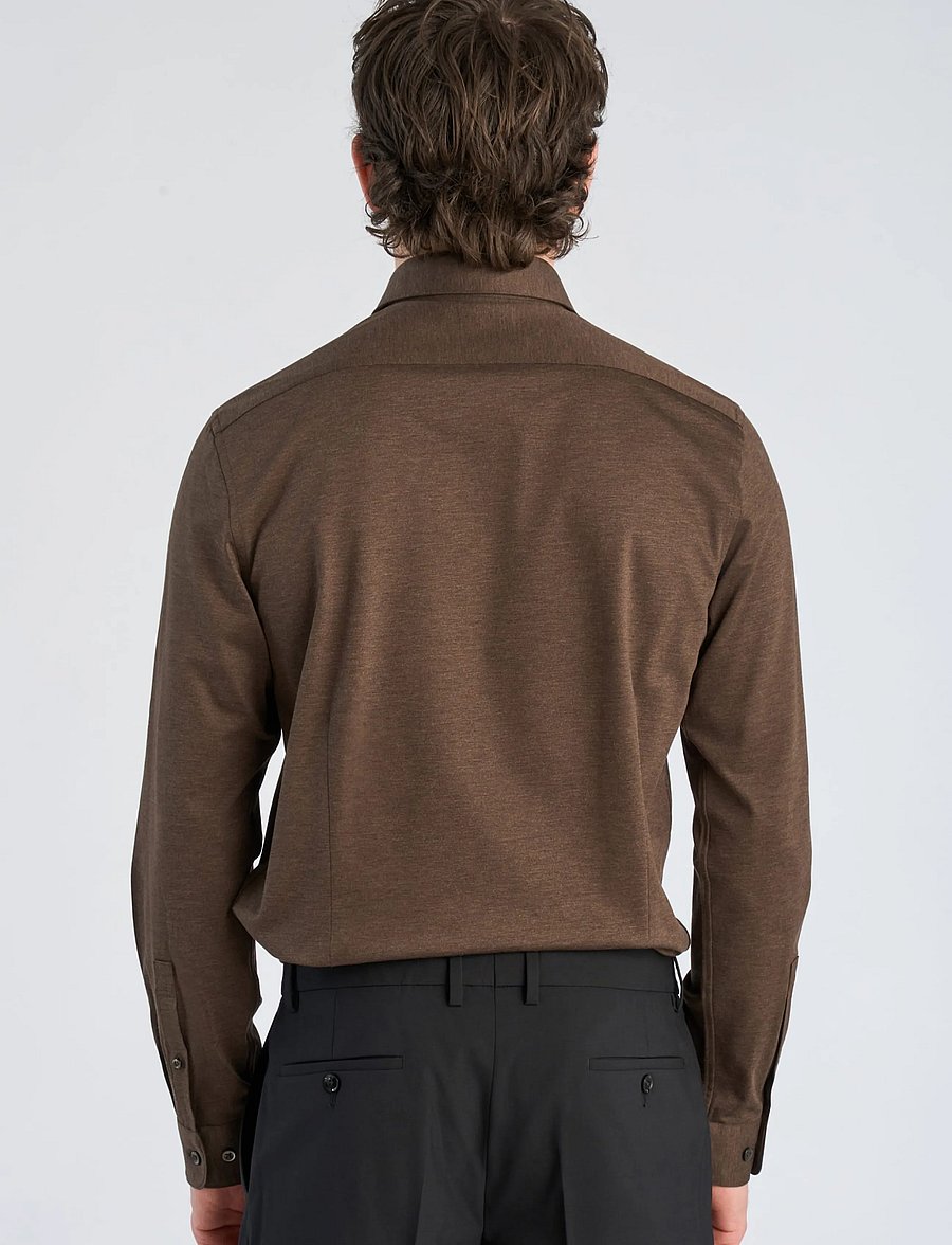Lindbergh Black - Superflex knitted shirt L/S - laisvalaikio marškiniai - dk brown mel - 4