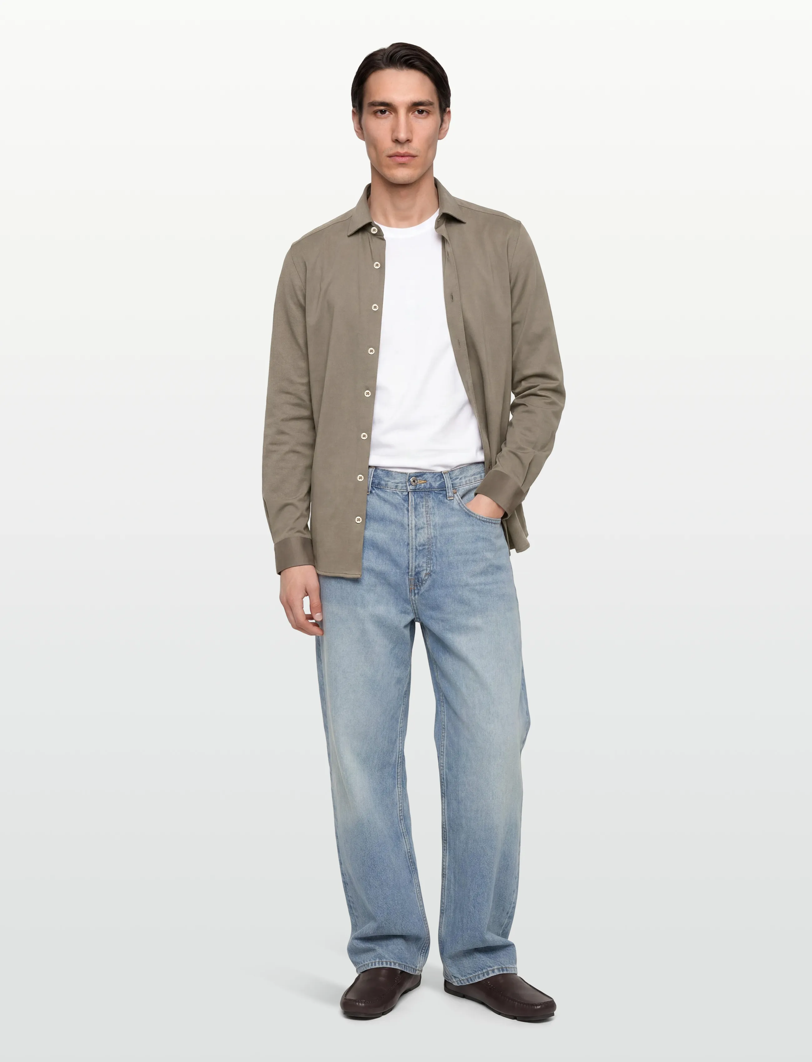 Lindbergh Black Superflex knitted shirt L/S - Casual skjorter - DK OLIVE / khaki/green