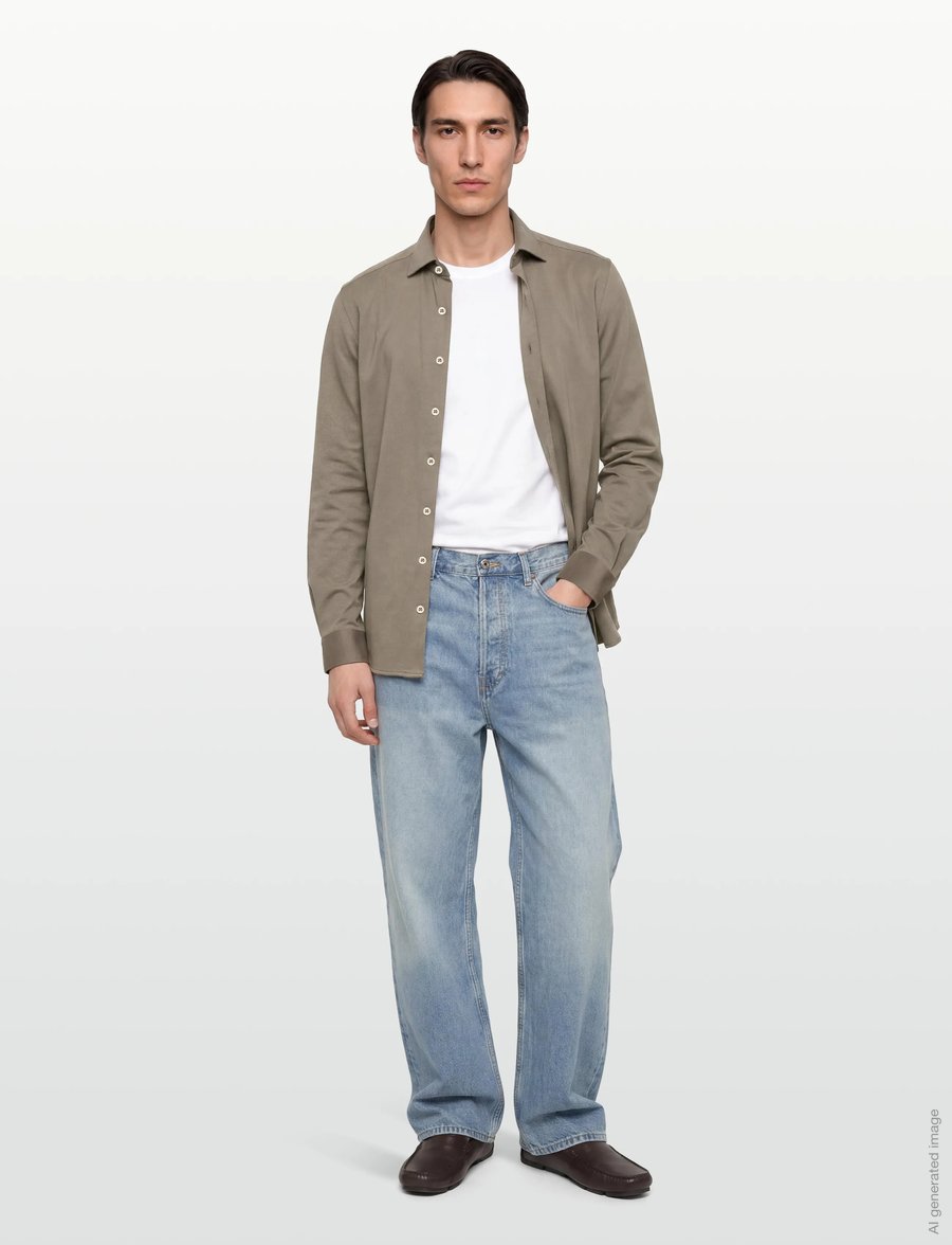 Lindbergh Black - Superflex knitted shirt L/S - casual skjortor - dk olive - 0
