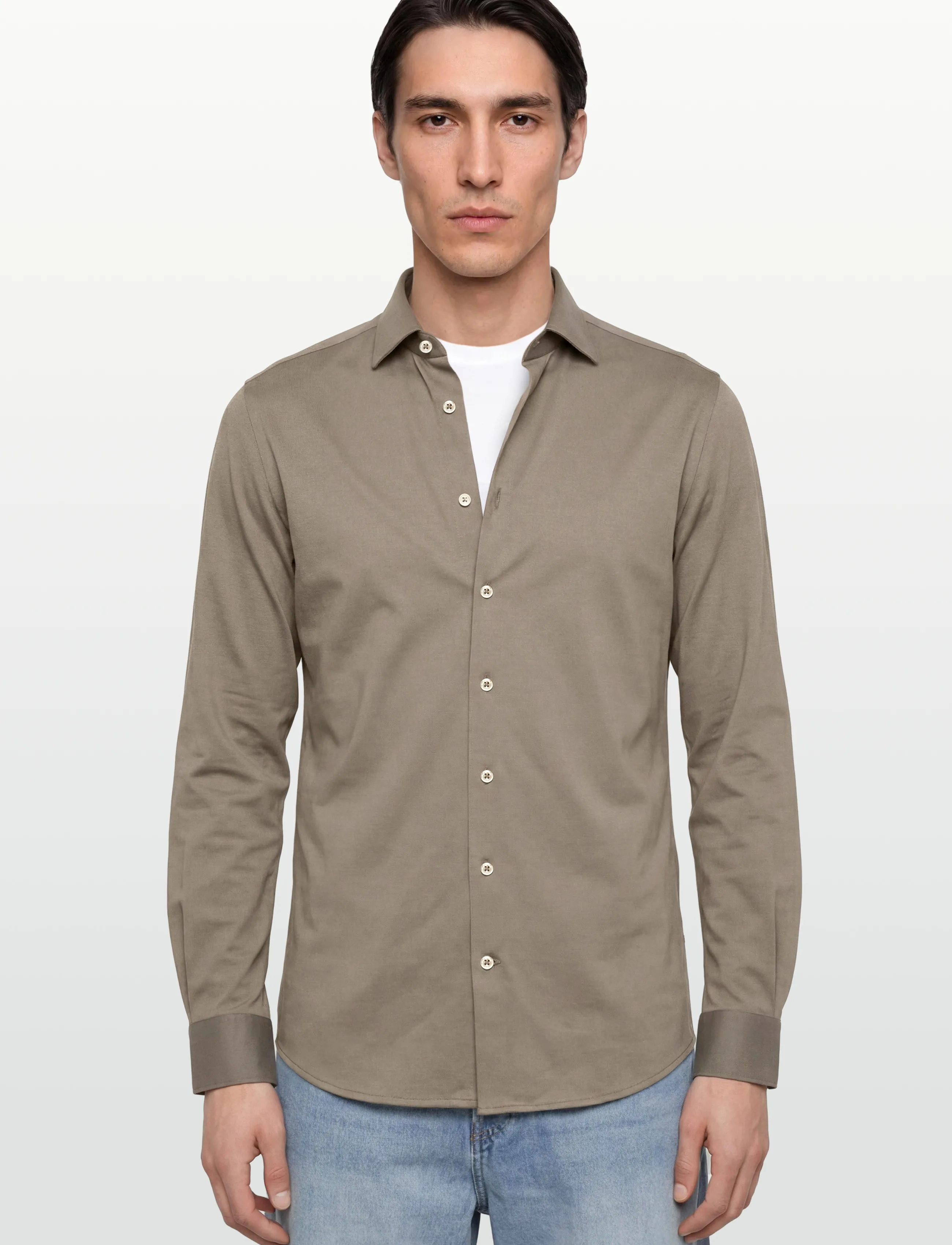 Lindbergh Black - Superflex knitted shirt L/S - casual skjortor - dk olive - 3