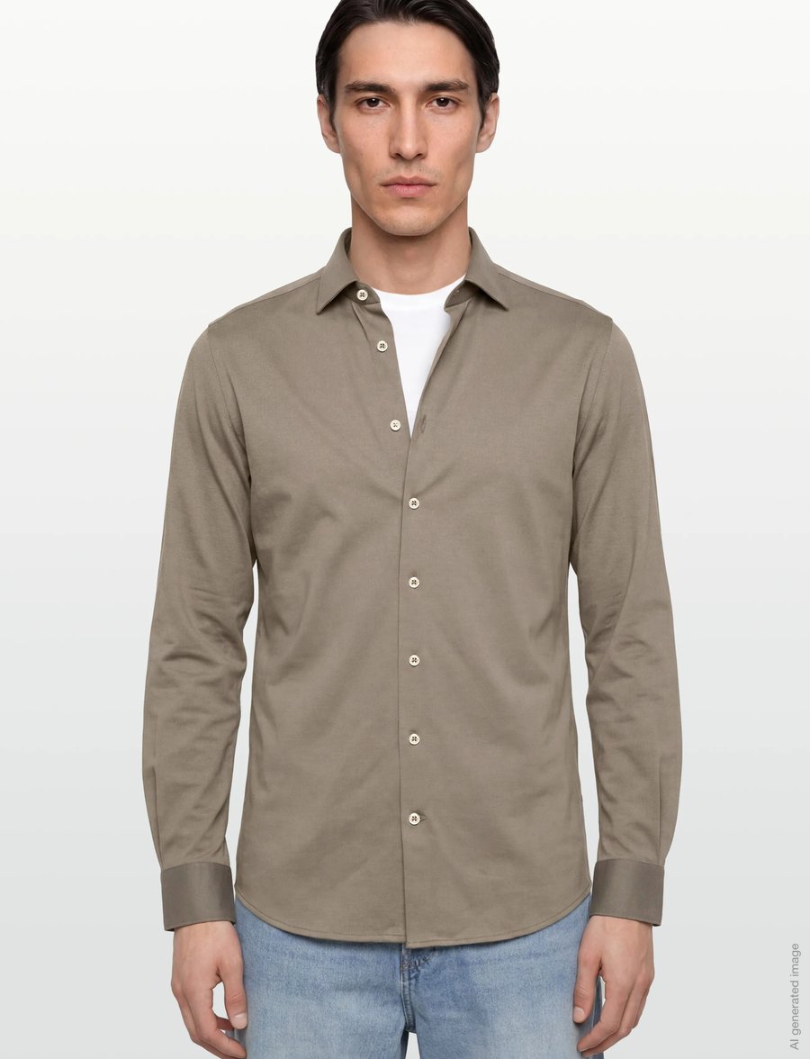 Lindbergh Black - Superflex knitted shirt L/S - casual skjortor - dk olive - 3