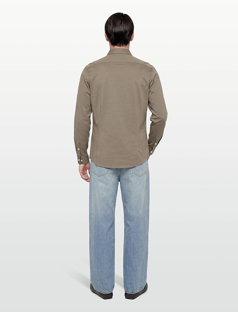 Lindbergh Black - Superflex knitted shirt L/S - casual skjorter - dk olive - 4