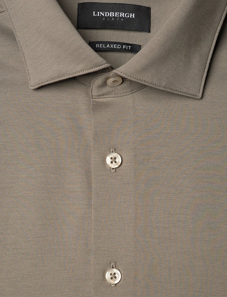 Lindbergh Black - Superflex knitted shirt L/S - casual skjortor - dk olive - 5