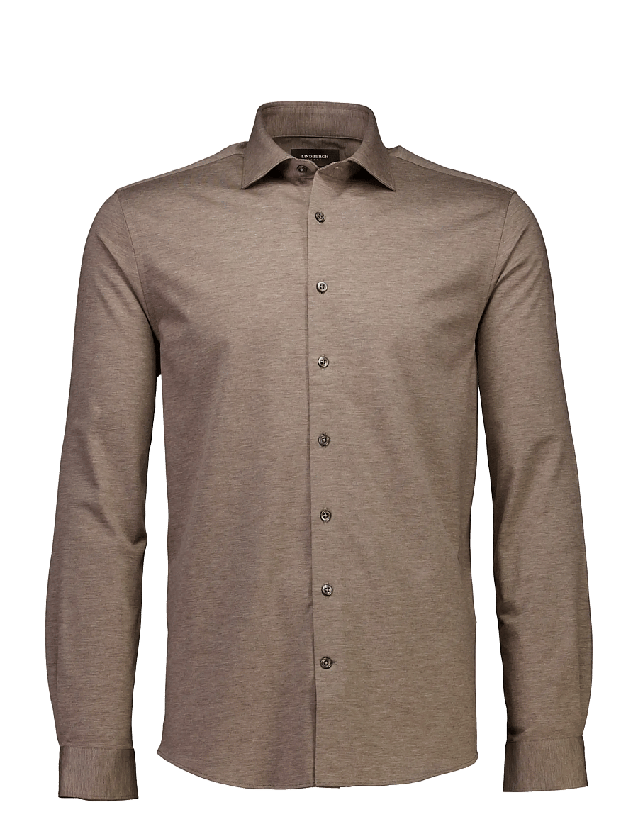 Lindbergh Black - Superflex knitted shirt L/S - casual skjorter - dk sand mel - 0