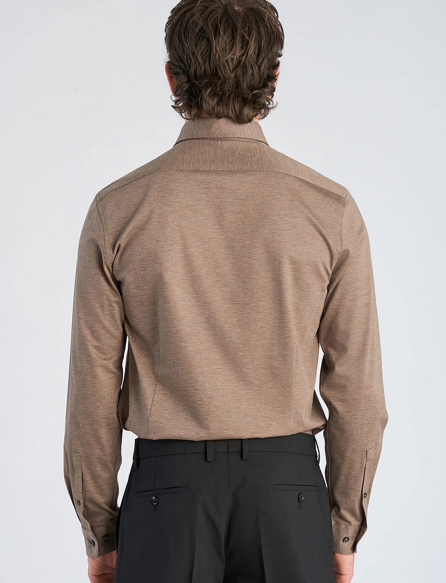 Lindbergh Black - Superflex knitted shirt L/S - freizeithemden - dk sand mel - 4