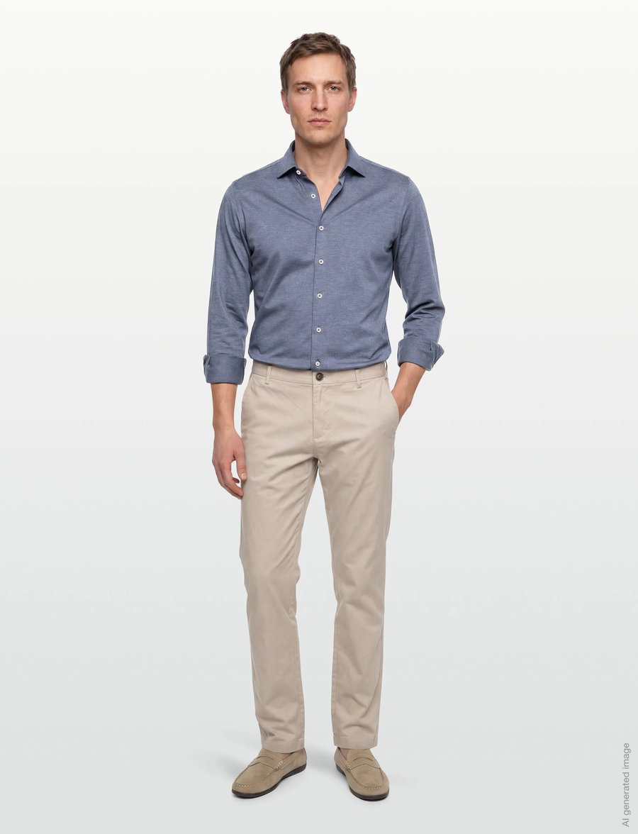 Lindbergh Black - Superflex knitted shirt L/S - casual hemden - lt blue mel - 0