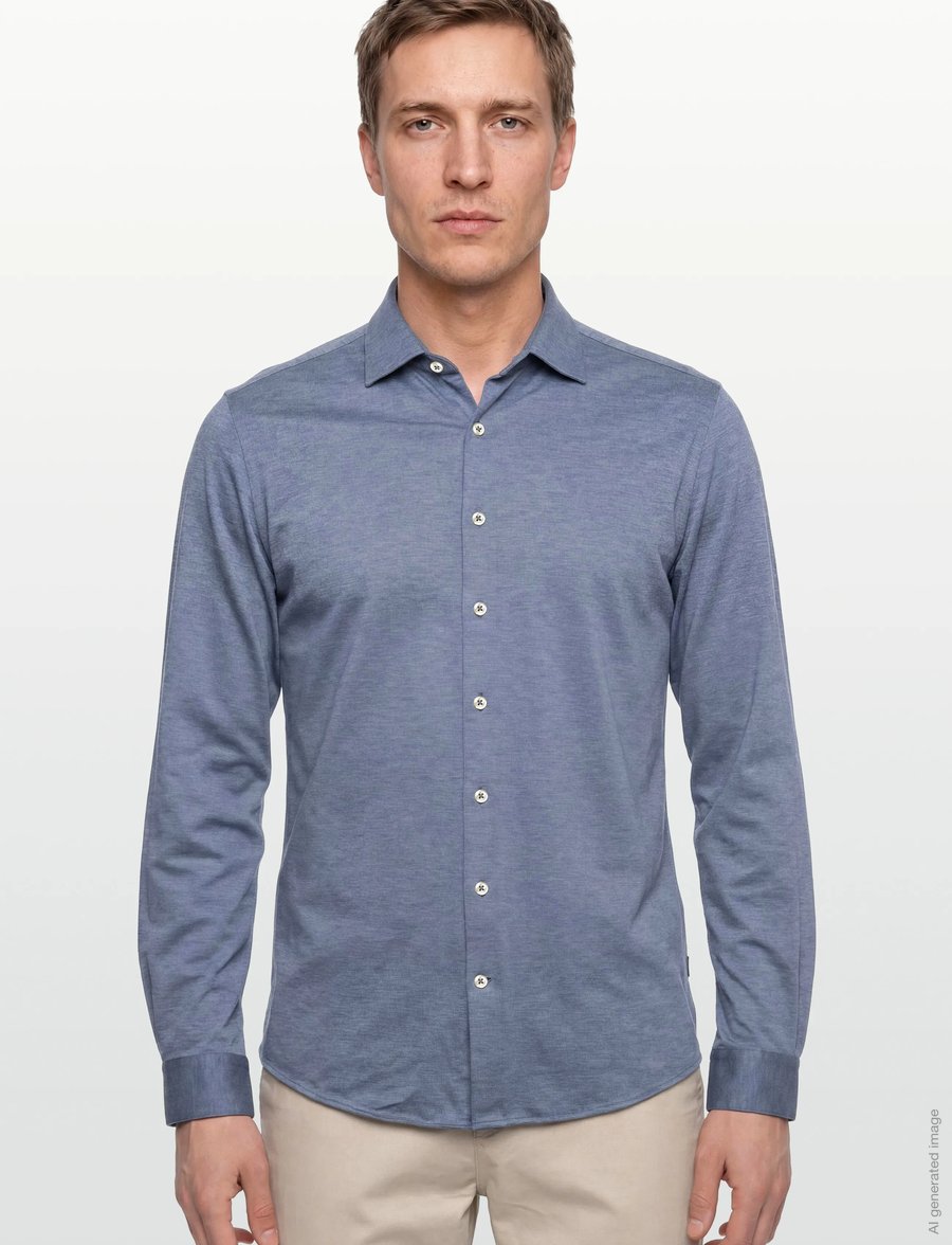 Lindbergh Black - Superflex knitted shirt L/S - casual hemden - lt blue mel - 3