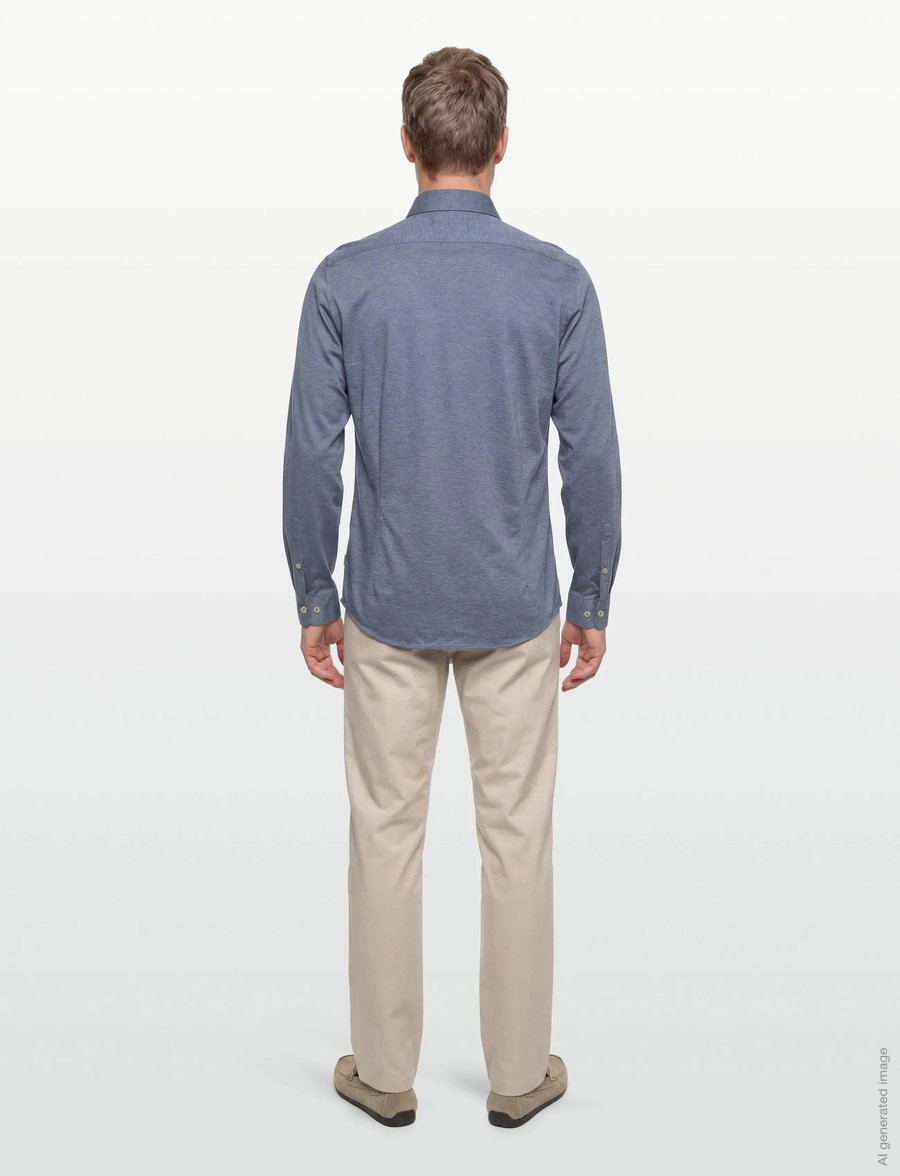 Lindbergh Black - Superflex knitted shirt L/S - casual hemden - lt blue mel - 4