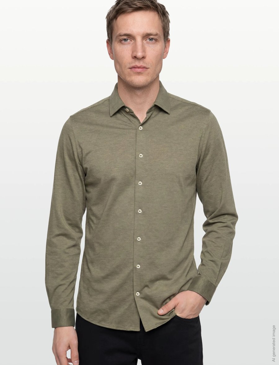 Lindbergh Black - Superflex knitted shirt L/S - casual skjortor - lt dusty green mel - 3