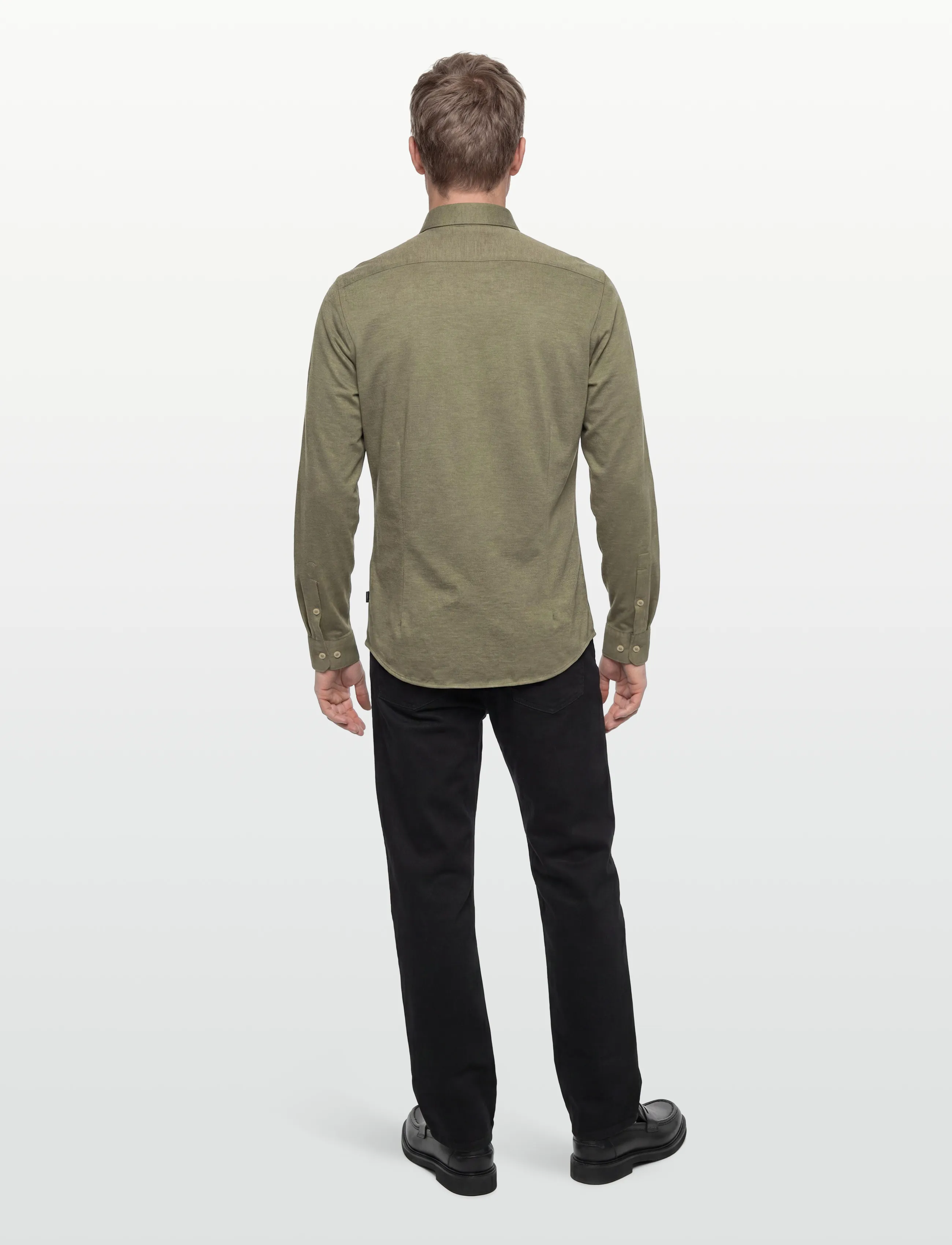 Lindbergh Black - Superflex knitted shirt L/S - casual shirts - lt dusty green mel - 4
