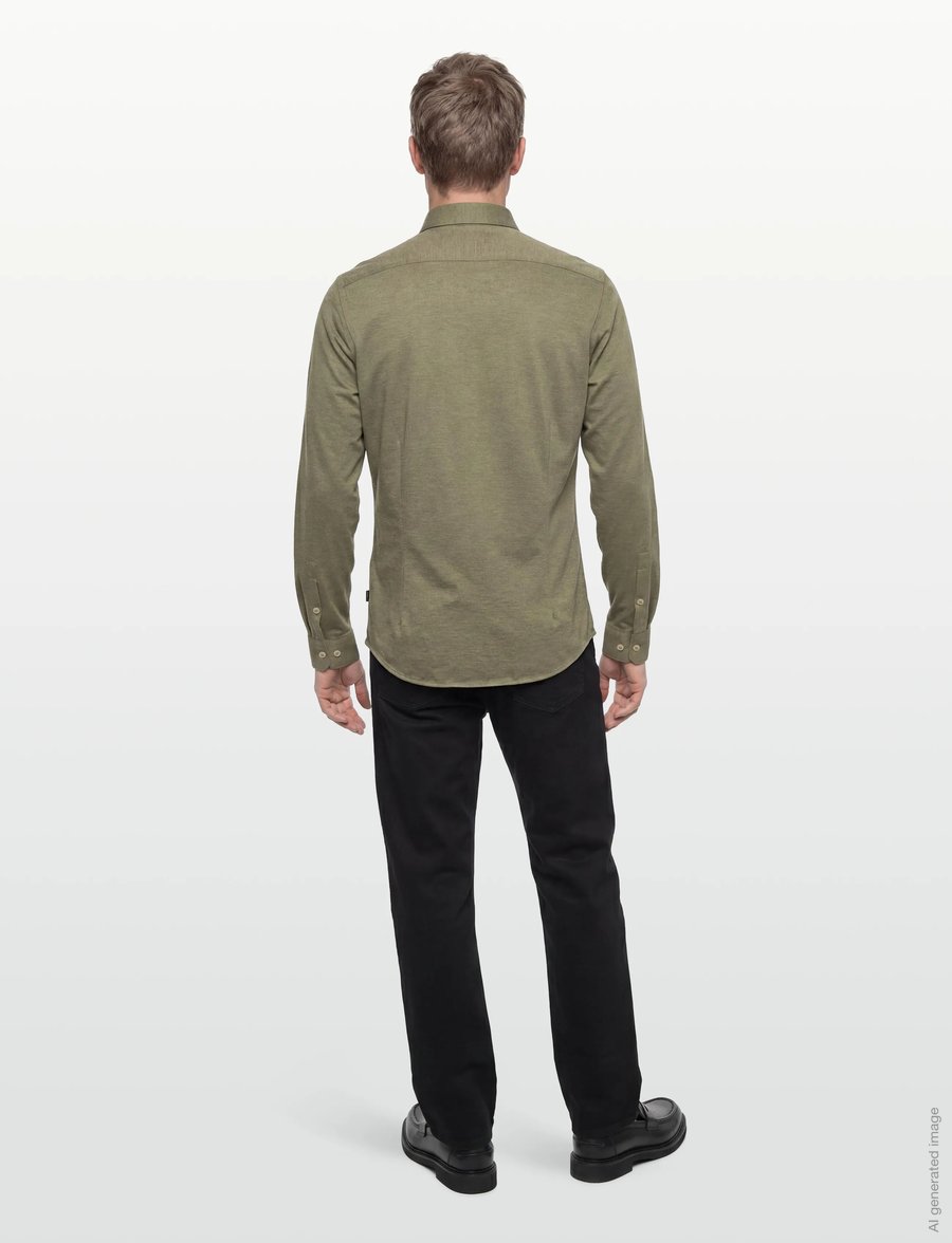 Lindbergh Black - Superflex knitted shirt L/S - casual skjortor - lt dusty green mel - 4