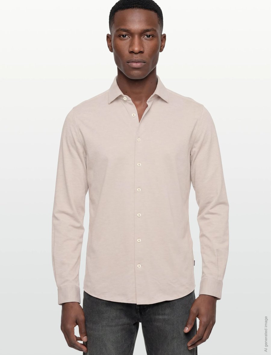 Lindbergh Black - Superflex knitted shirt L/S - casual skjortor - lt sand mel - 3
