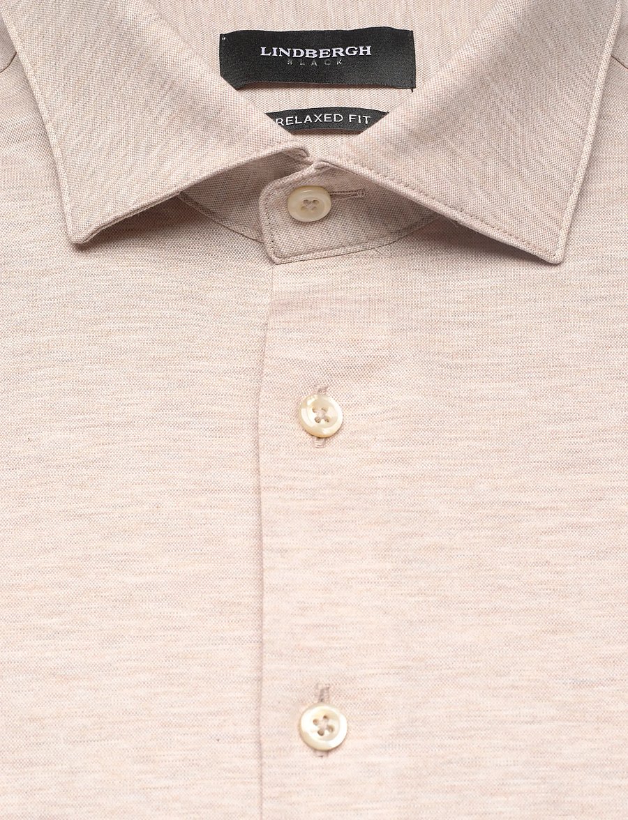 Lindbergh Black - Superflex knitted shirt L/S - casual skjortor - lt sand mel - 5