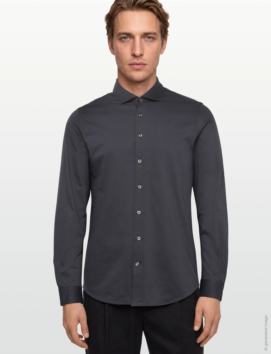 Lindbergh Black - Superflex knitted shirt L/S - freizeithemden - navy - 3
