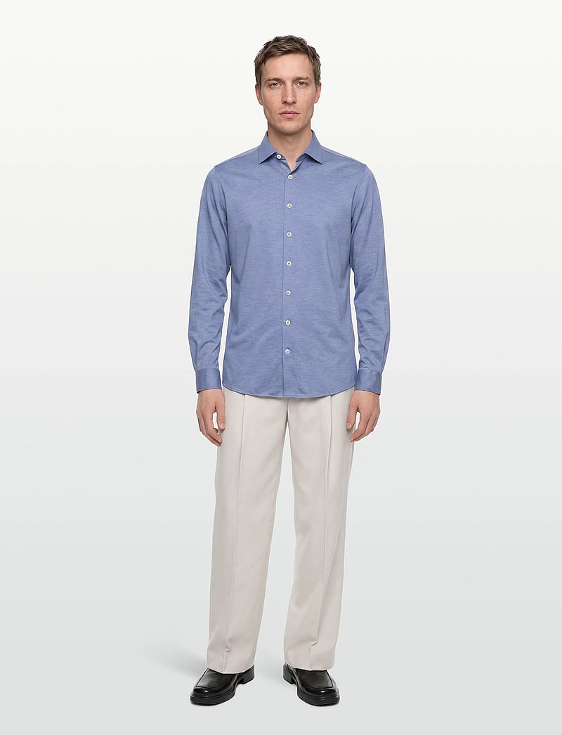 Lindbergh Black - Superflex knitted shirt L/S - casual skjorter - sky blue mel - 0