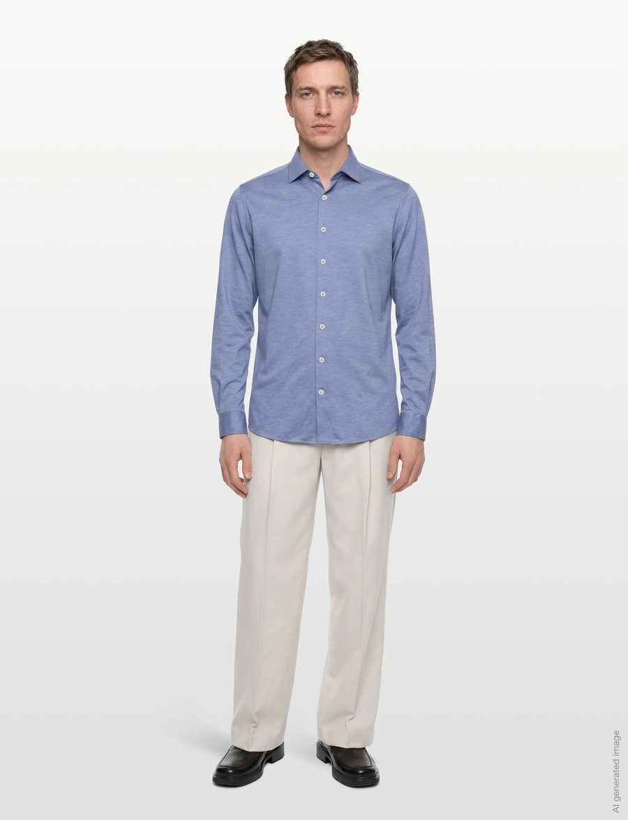 Lindbergh Black - Superflex knitted shirt L/S - rennot kauluspaidat - sky blue mel - 0