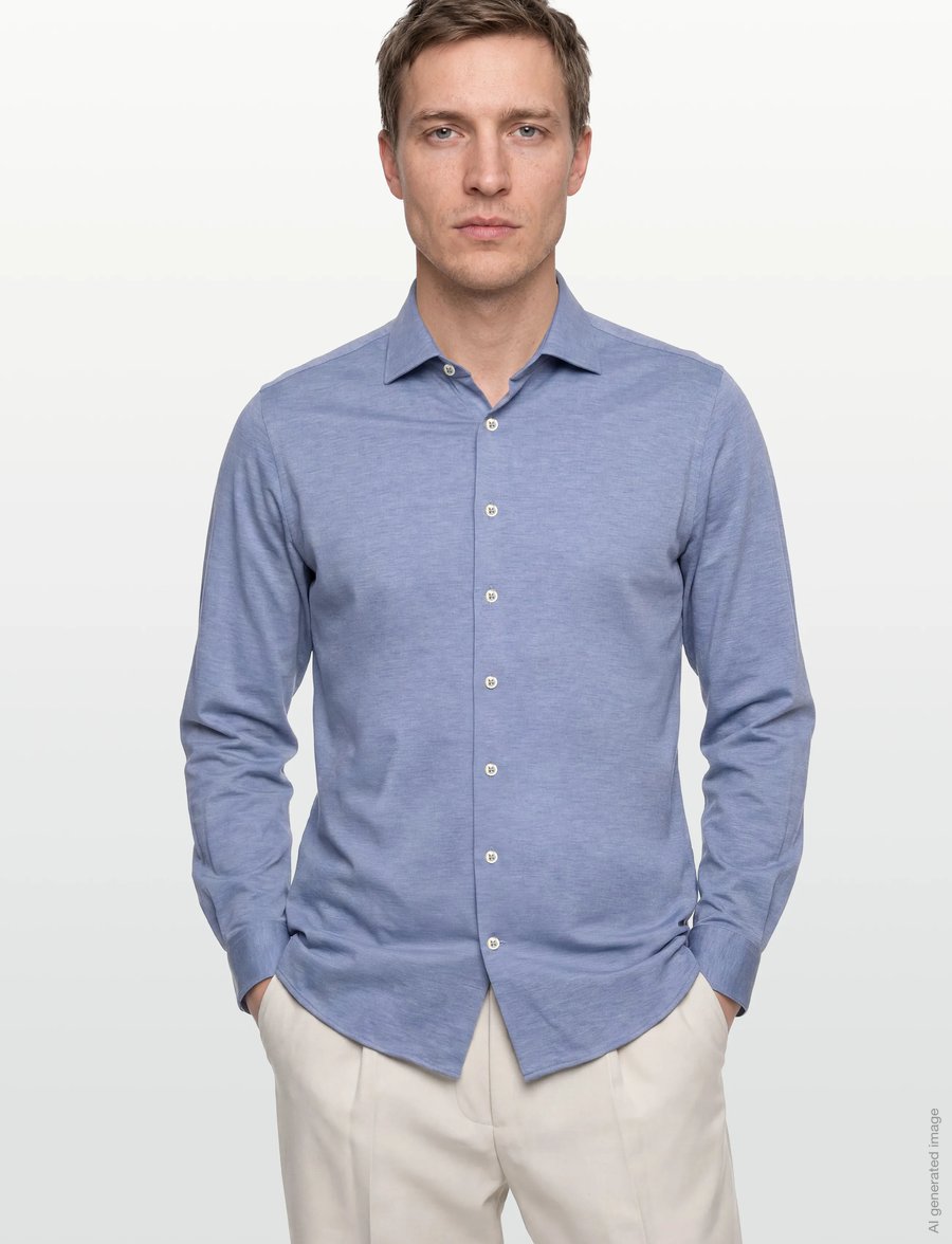 Lindbergh Black - Superflex knitted shirt L/S - rennot kauluspaidat - sky blue mel - 3