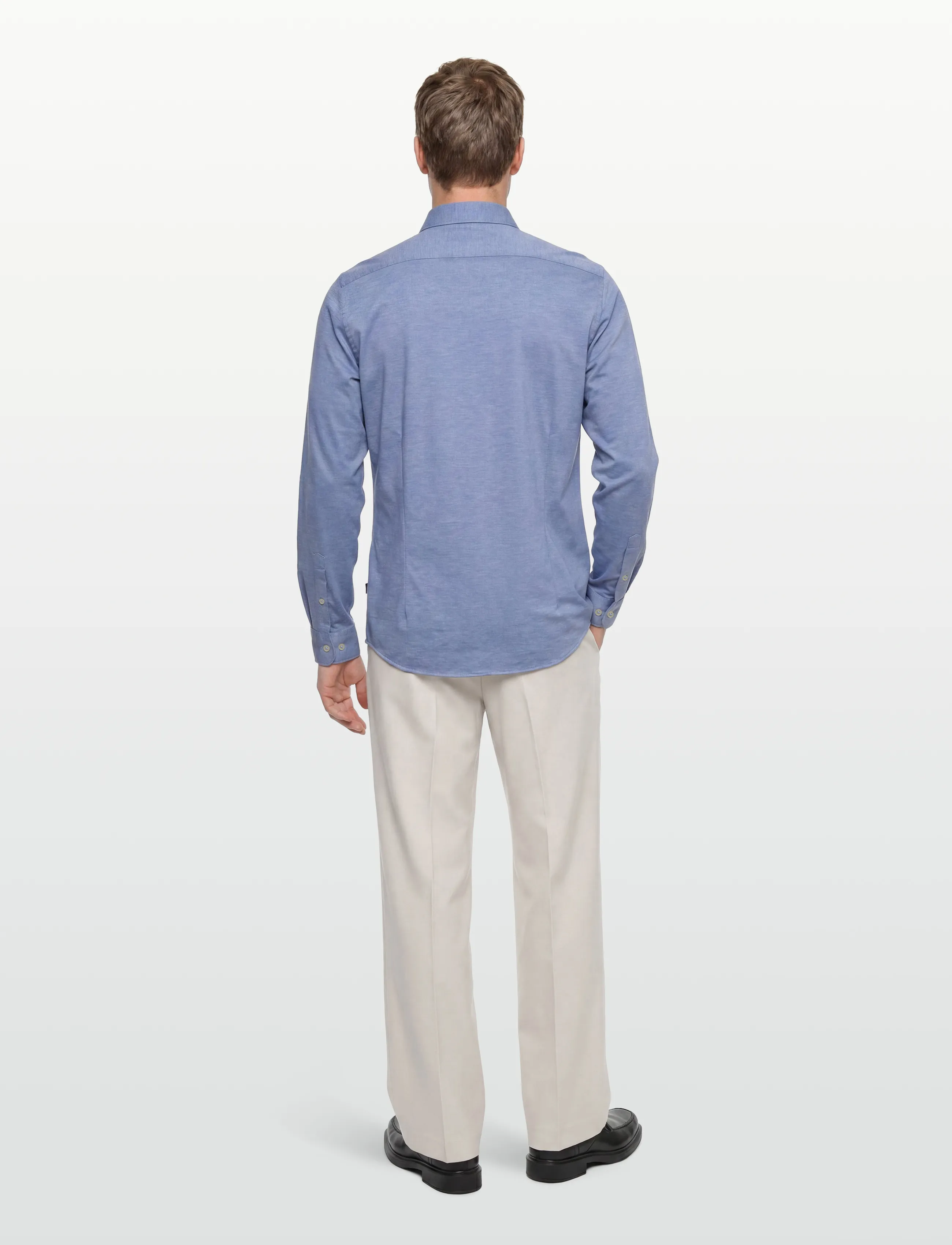 Lindbergh Black - Superflex knitted shirt L/S - casual shirts - sky blue mel - 4