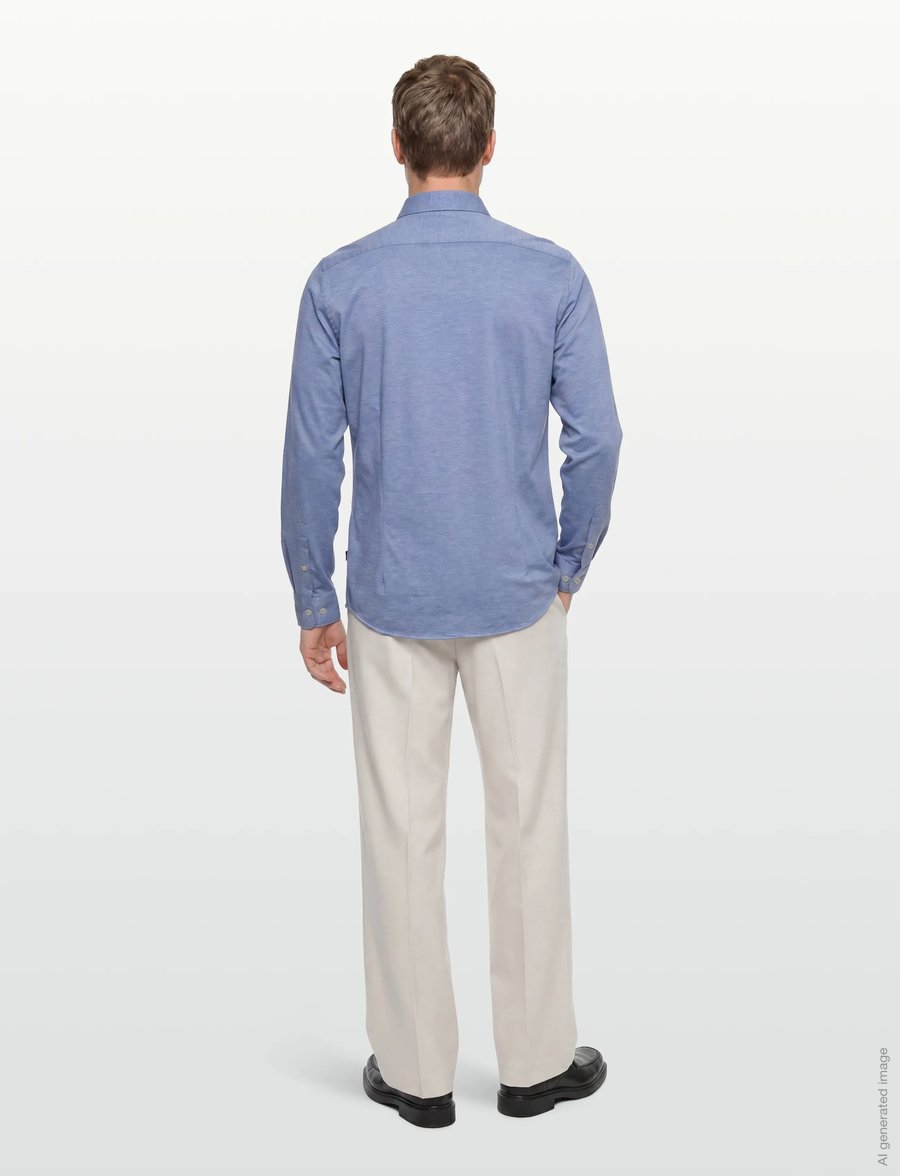 Lindbergh Black - Superflex knitted shirt L/S - rennot kauluspaidat - sky blue mel - 4