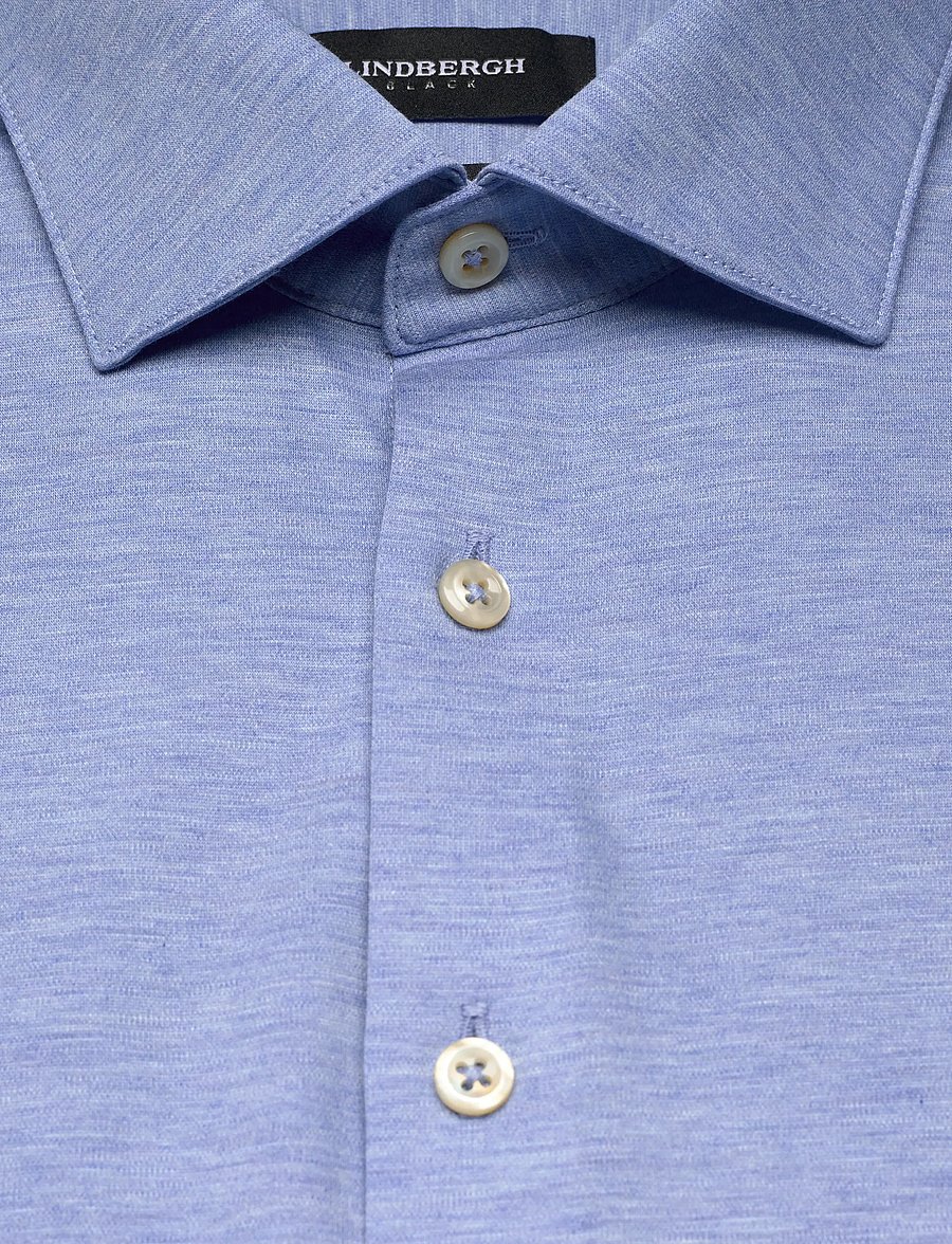 Lindbergh Black - Superflex knitted shirt L/S - rennot kauluspaidat - sky blue mel - 5